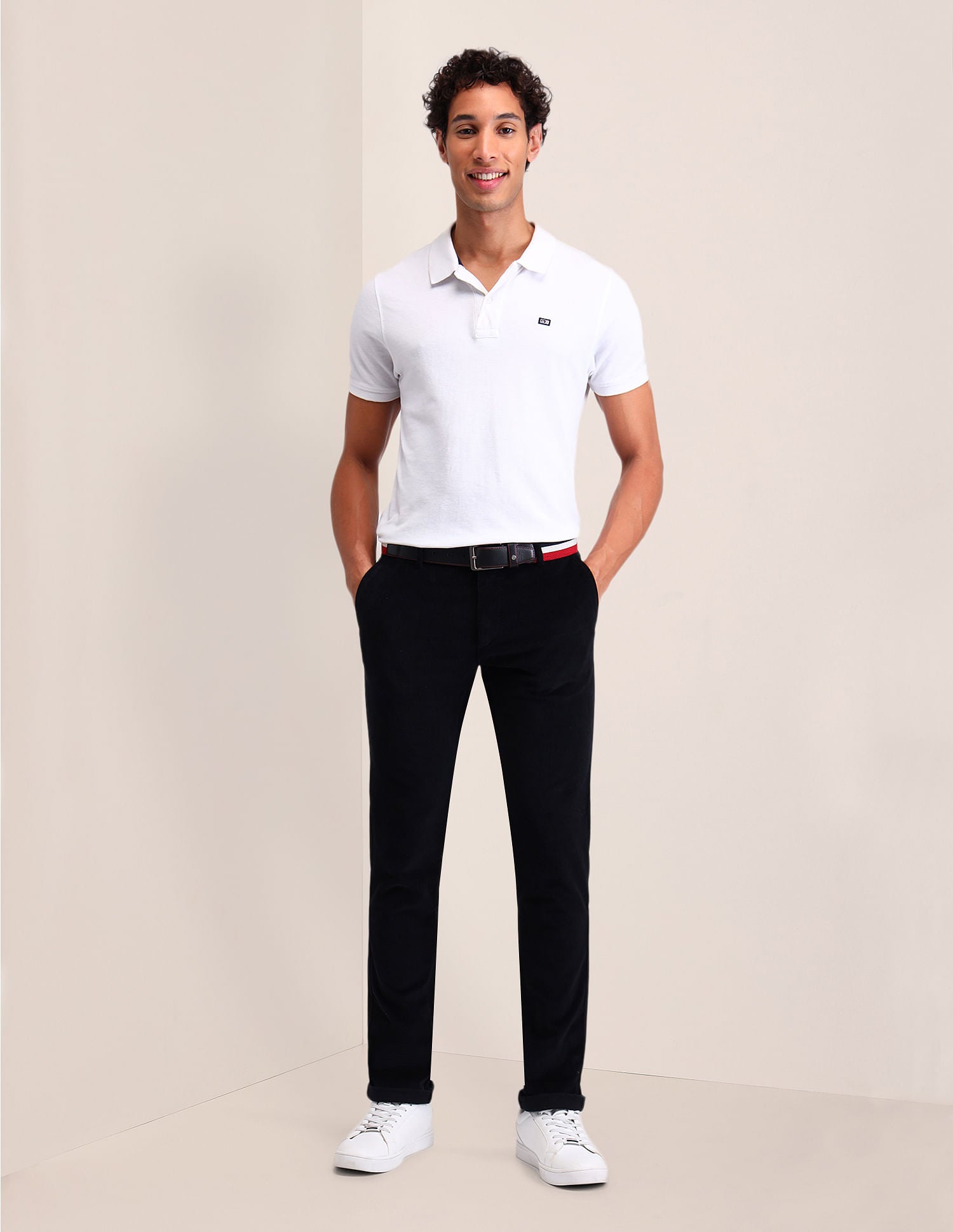 Denver Slim Fit Solid Trousers Black - U.S. Polo Assn. India | Large