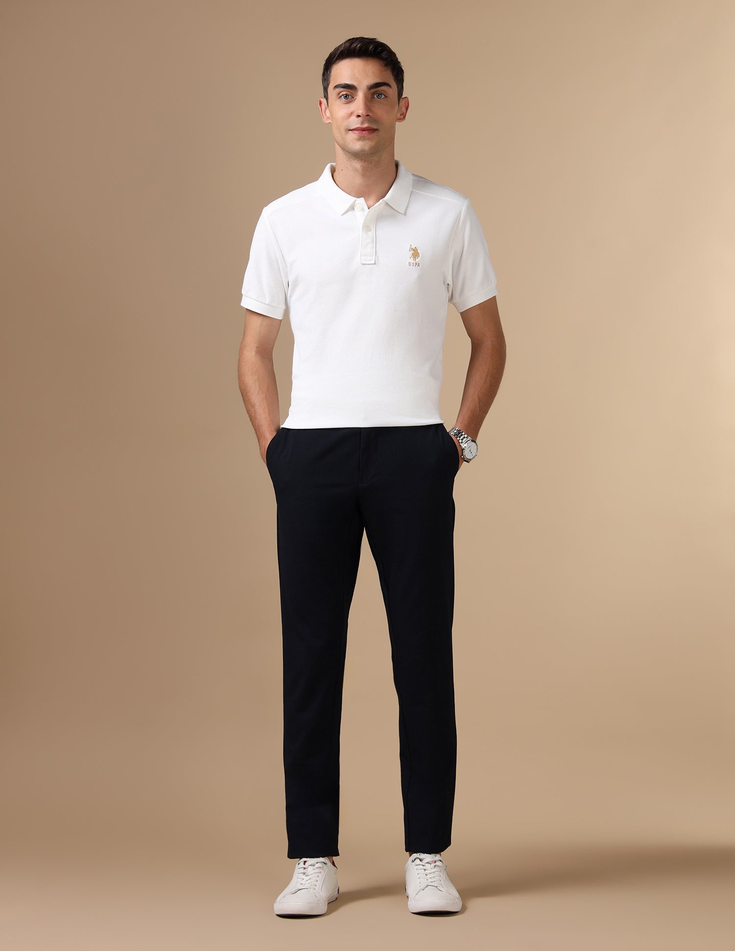Pure Cotton Slim Fit Polo Shirt White - U.S. Polo Assn. India | Large