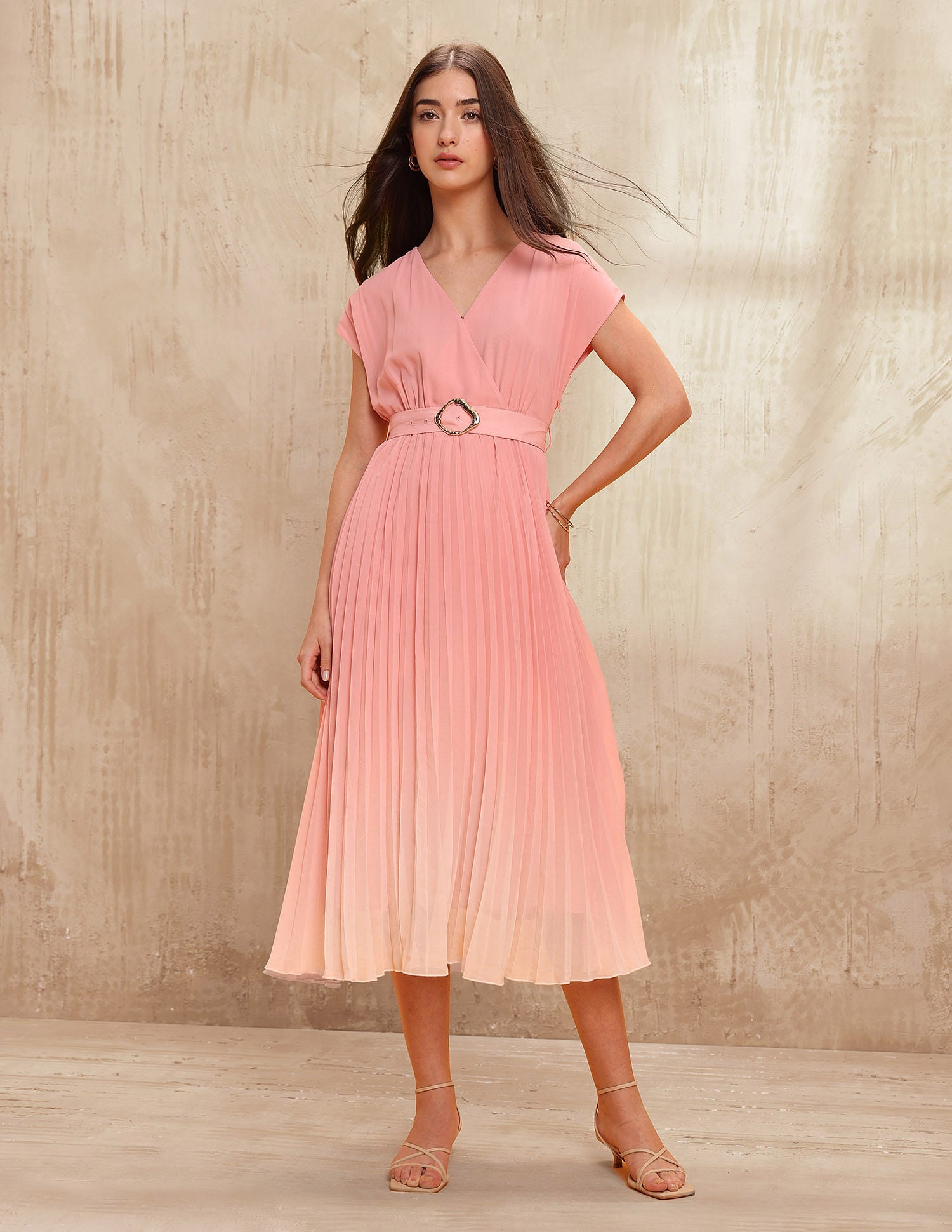 Accordion Pleated Ombre A-Line Dress Ombre - U.S. POLO ASSN. | Large