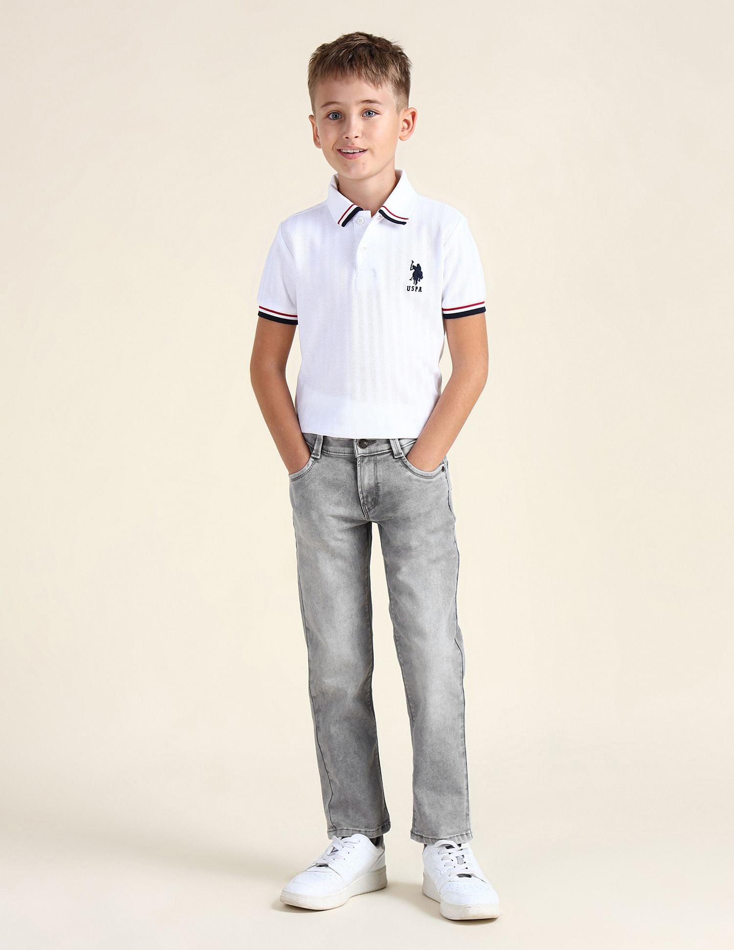 Slim Fit Stone Washed Jeans Light Grey - U.S. POLO ASSN. | Large