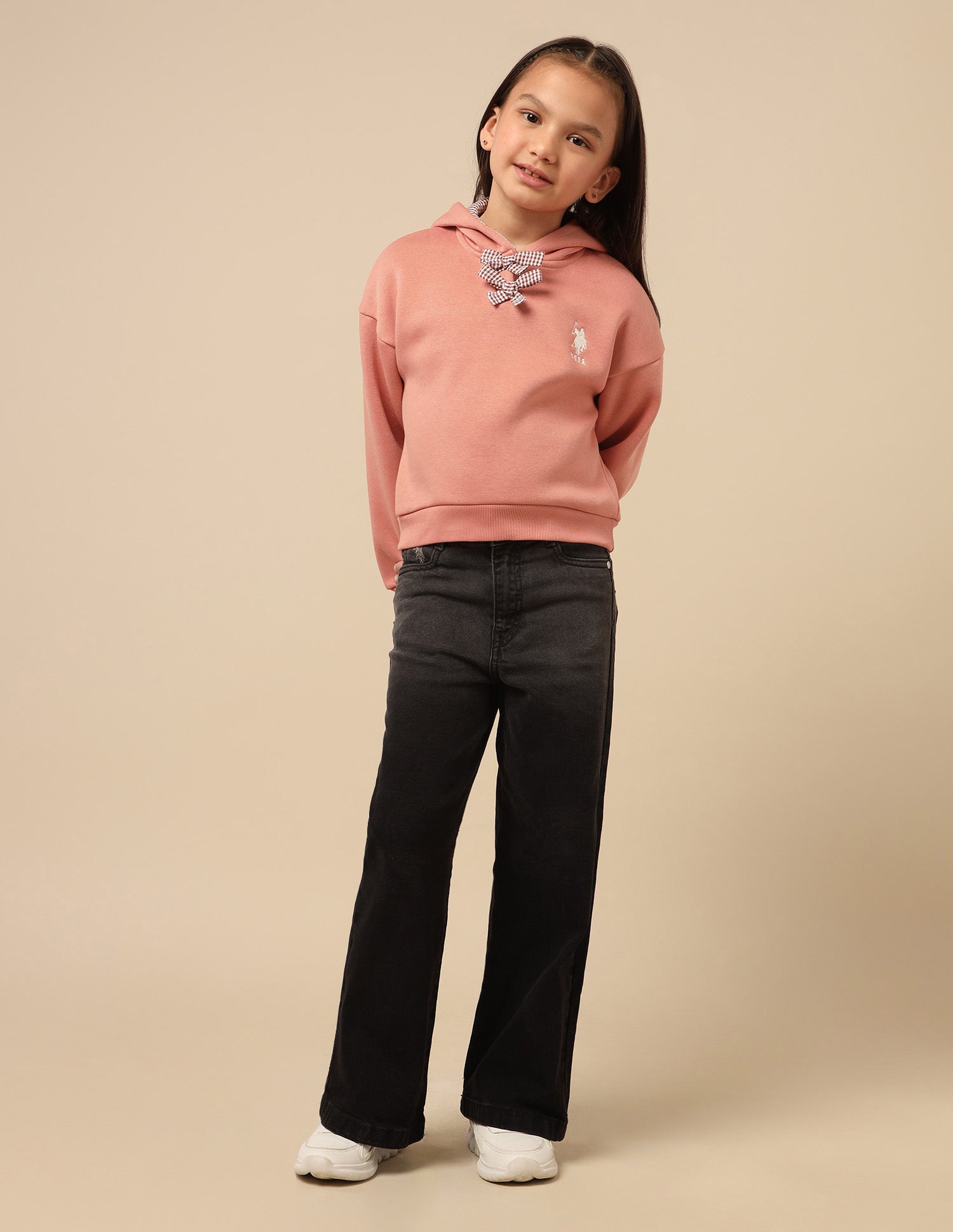 Girls Solid Comfort Fit Sweatshirt Rust - U.S. POLO ASSN. | Large