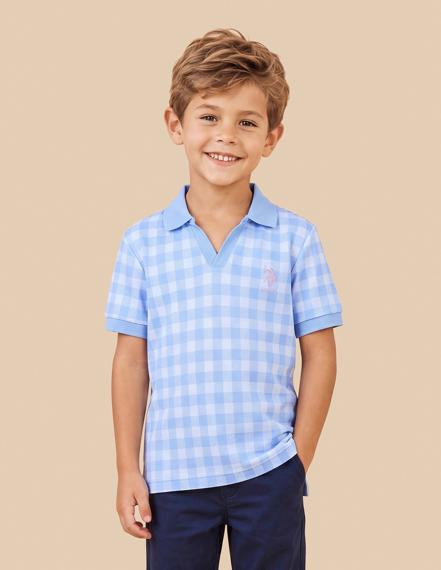 Checked Regular Fit Polo Shirt Light Blue - U.S. Polo Assn. India | Large