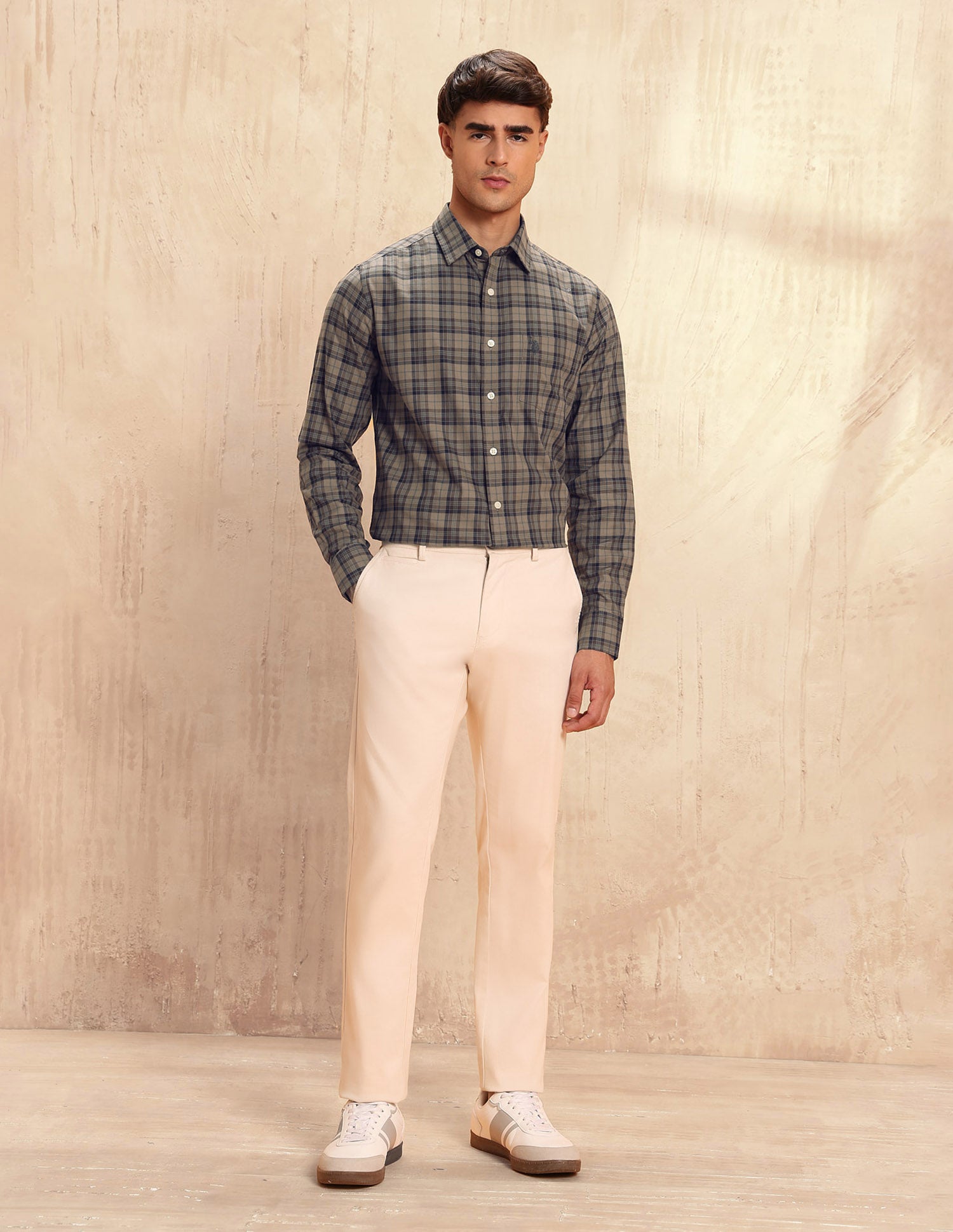 Tailored Fit Plaid Checked Shirt Brown - U.S. POLO ASSN. | Large