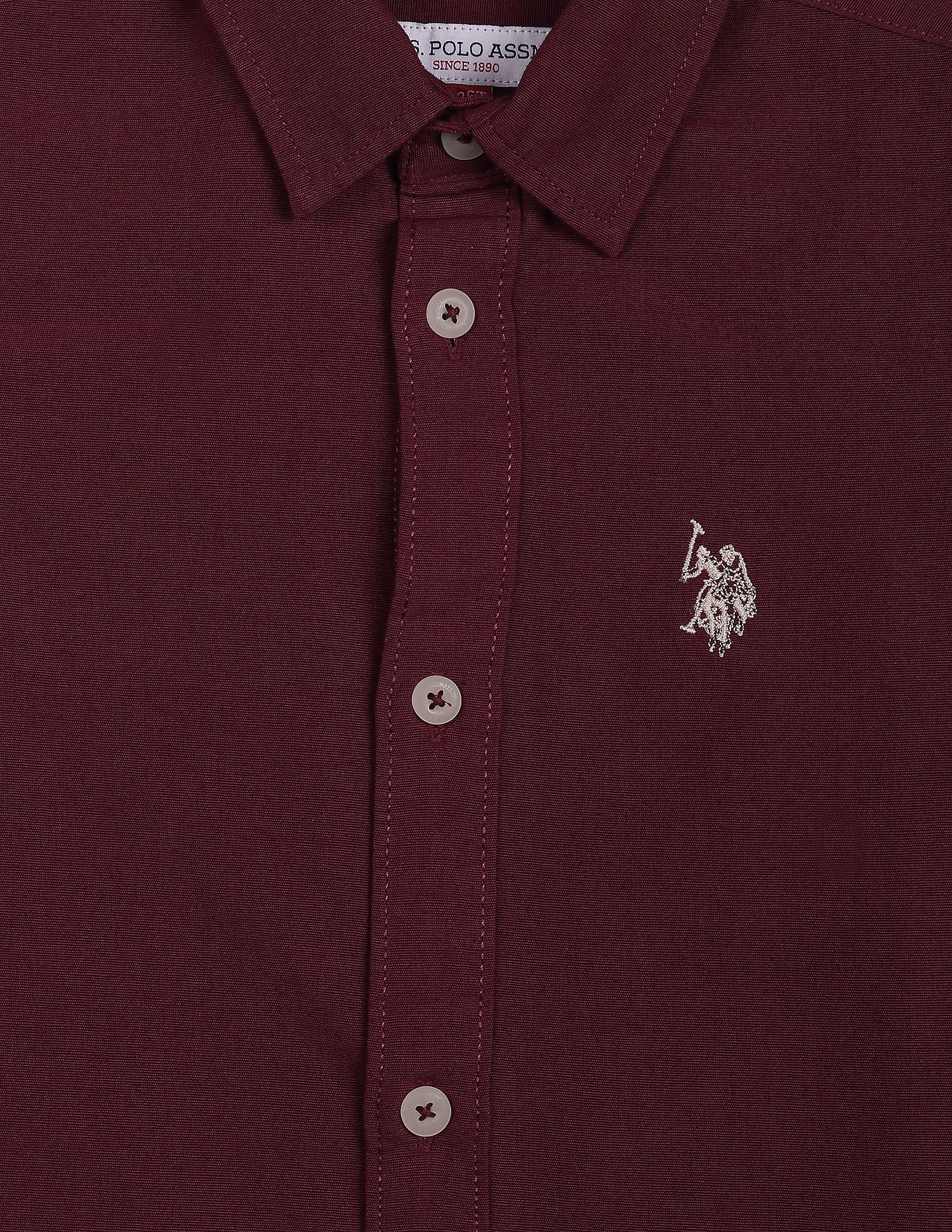 Pure Cotton Solid Shirt Wine - U.S. POLO ASSN. | Large