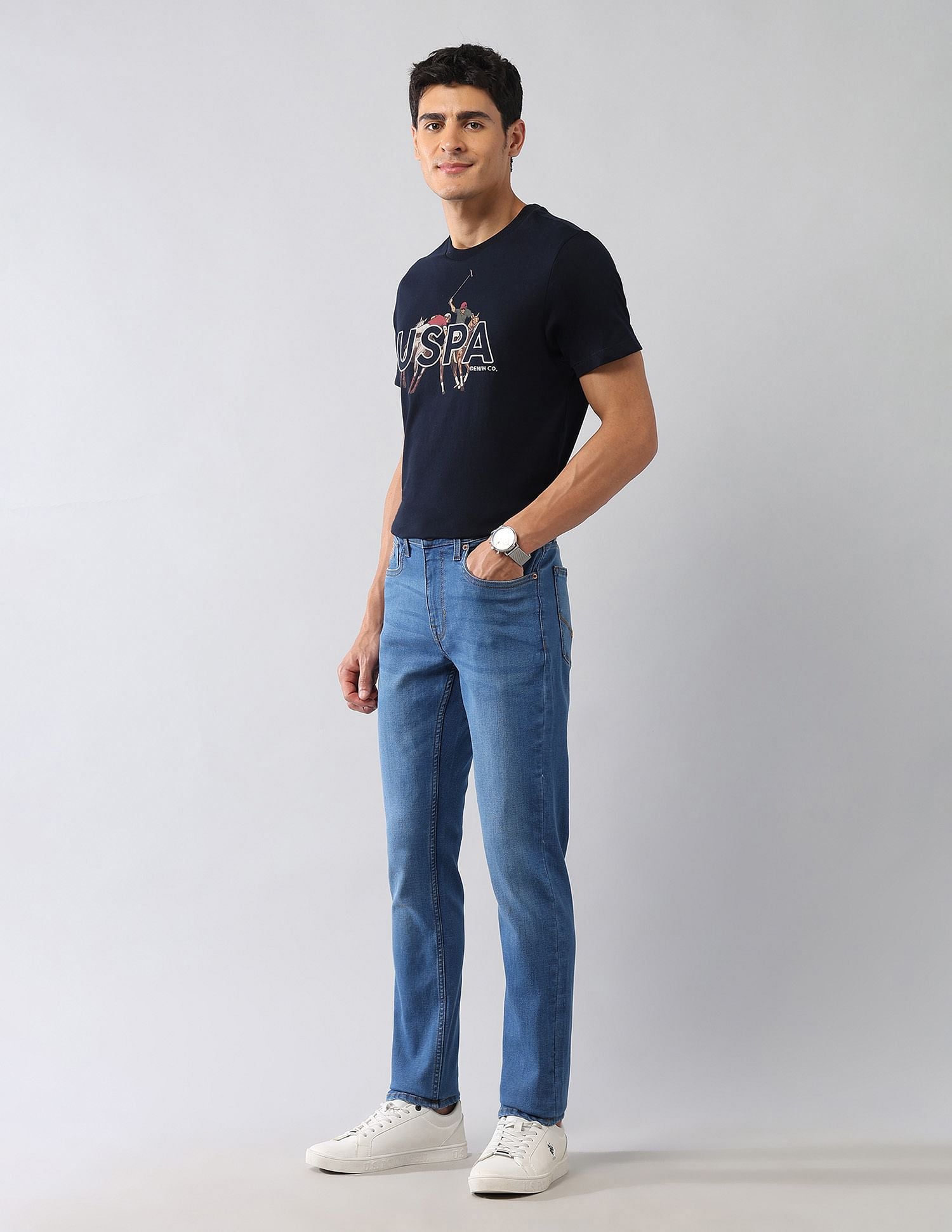 Regallo Skinny Fit Blue Jeans Blue - U.S. Polo Assn. India | Large