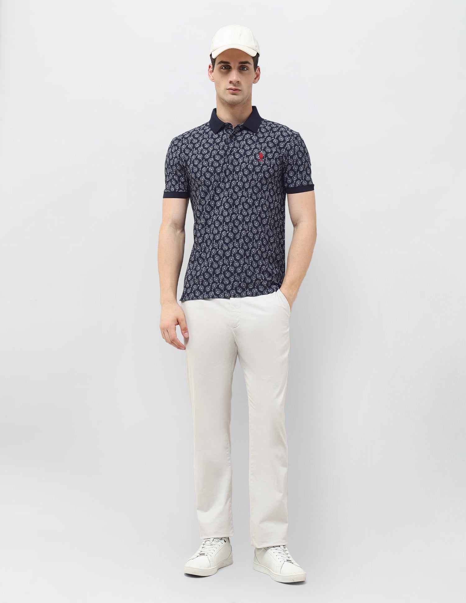 All-Over Printed Slim Fit Polo Shirt Navy - U.S. POLO ASSN. | Large
