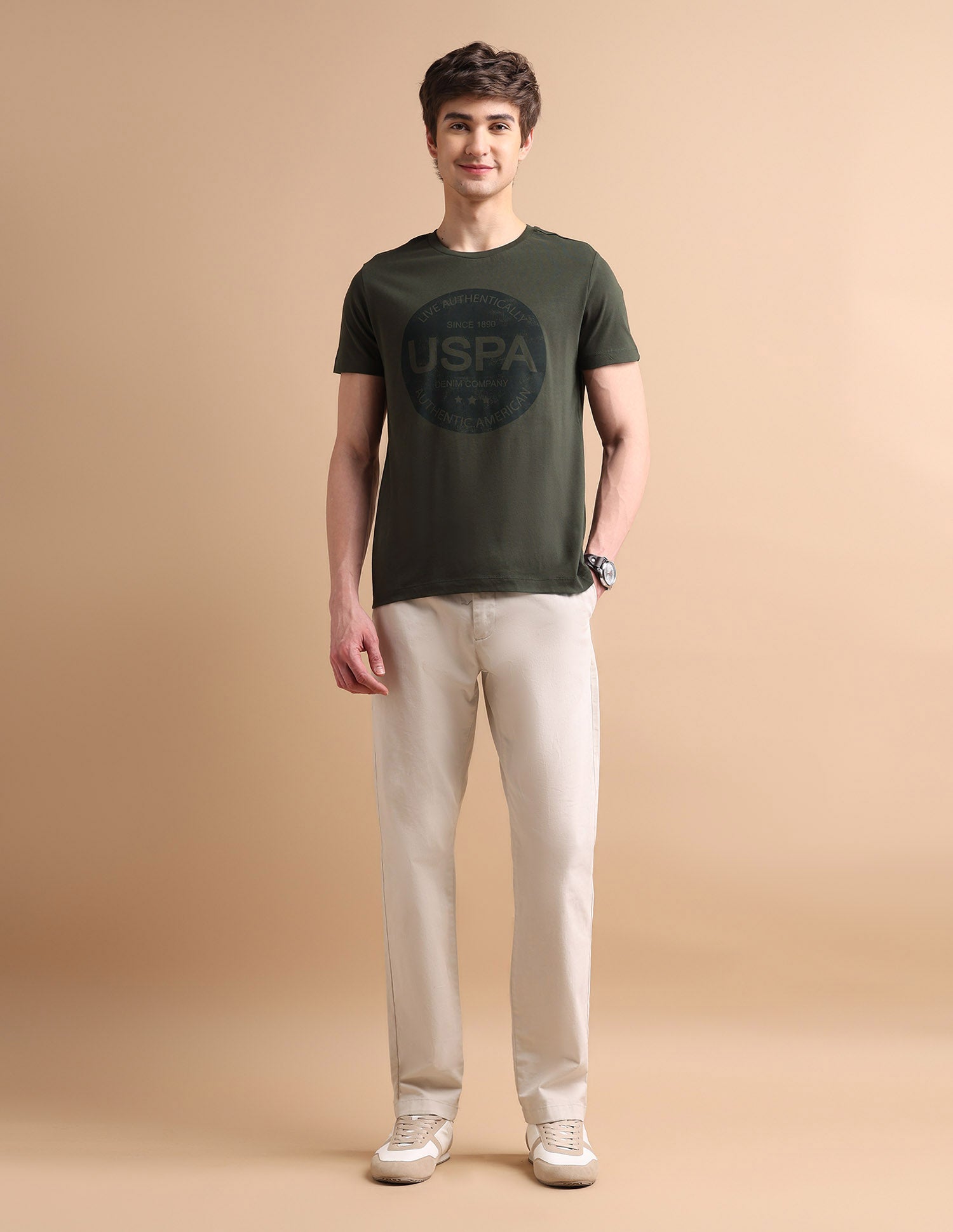 Circle Logo T-Shirt Olive - U.S. POLO ASSN. | Large