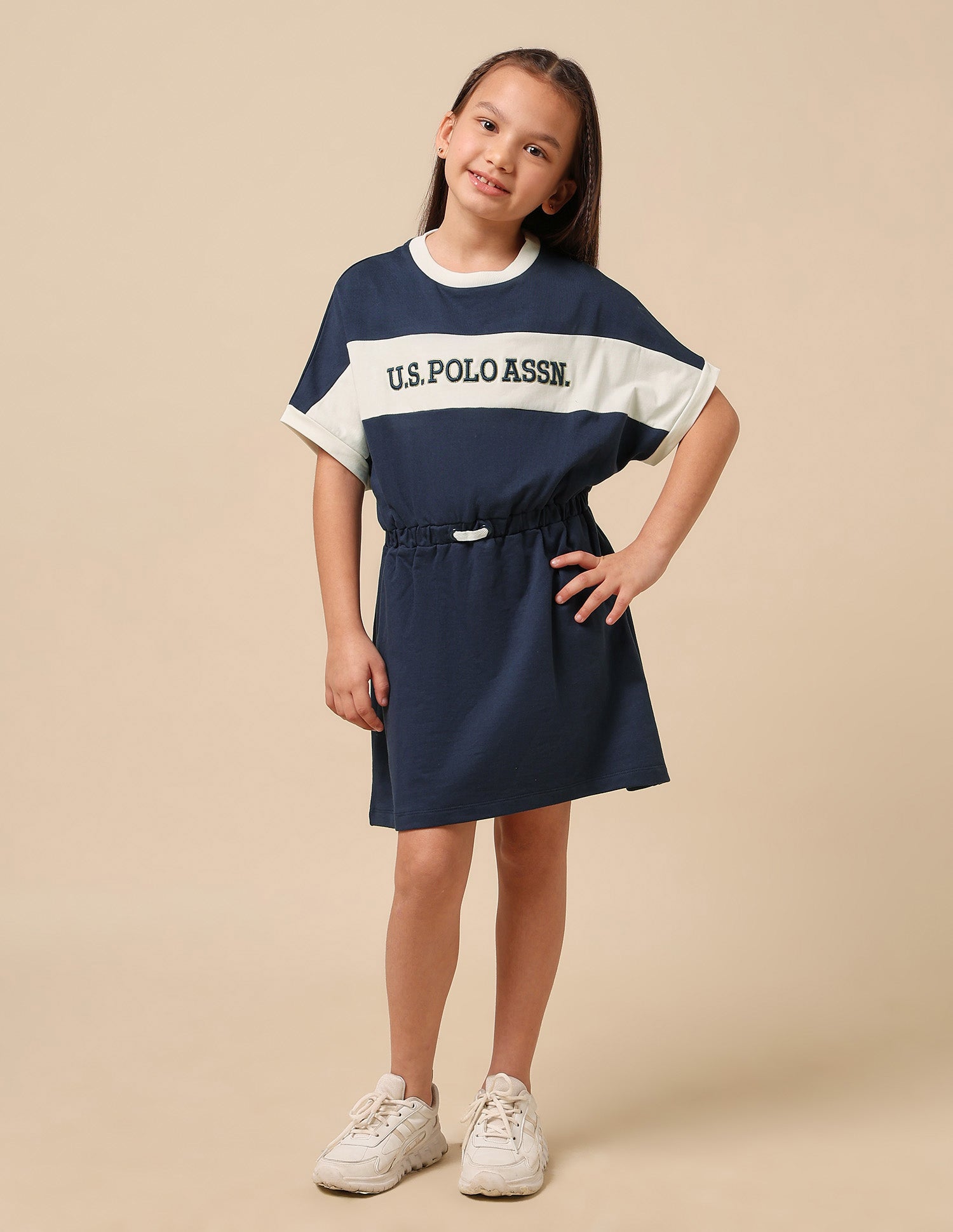 Girls Brand Embroidered A-Line Dress Navy - U.S. POLO ASSN. | Large
