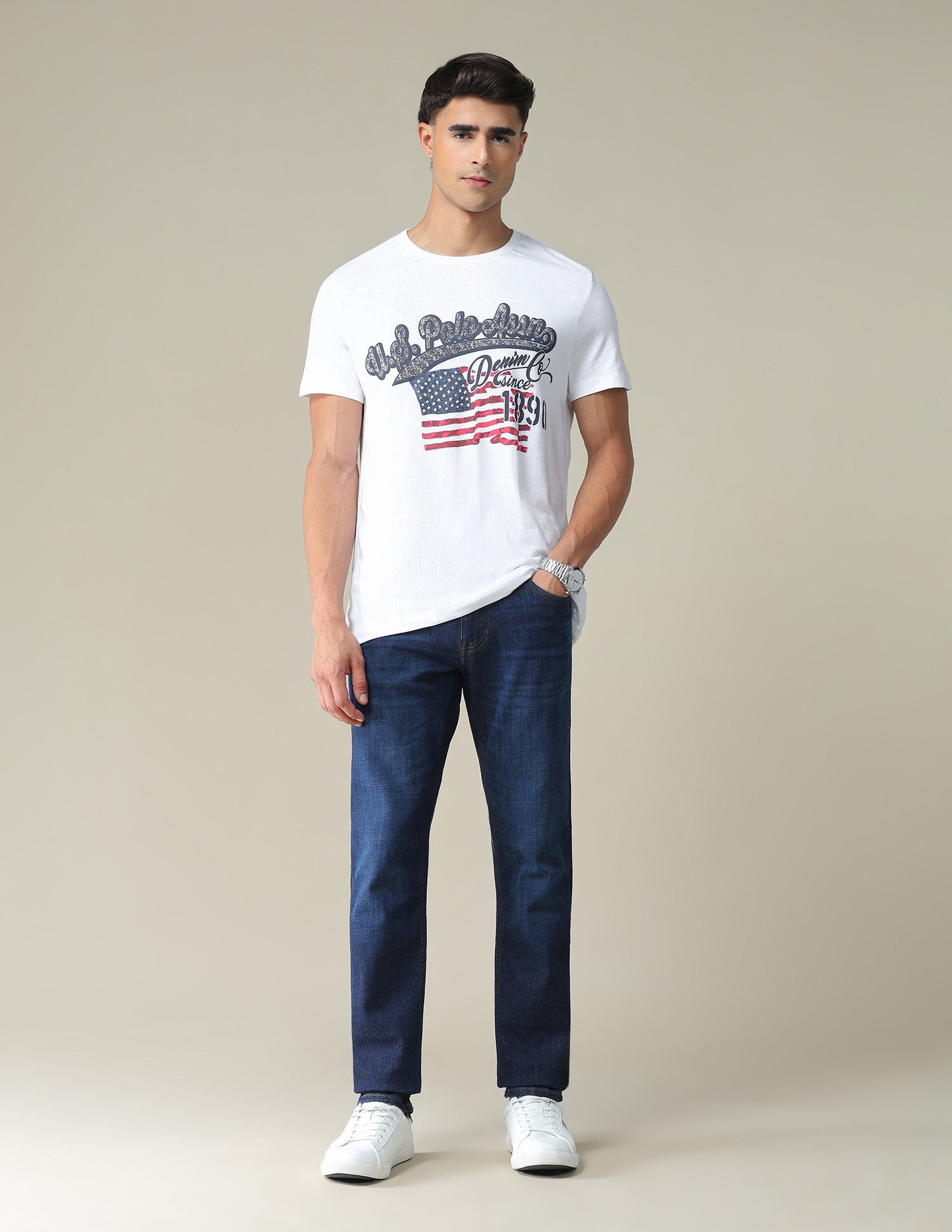 Slim Fit Cotton T-Shirt White - U.S. POLO ASSN. | Large