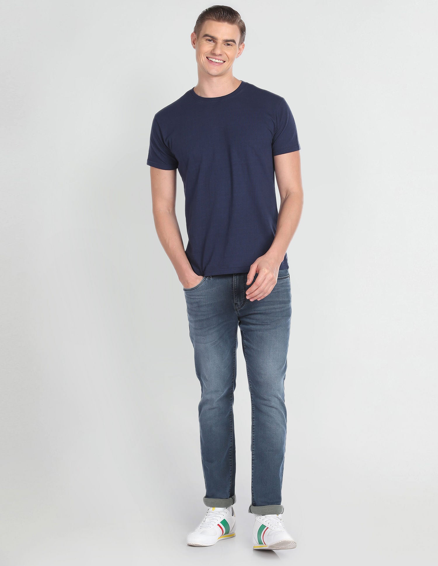 Slim Tapered Fit Stone Wash Jeans Blue - U.S. Polo Assn. India | Large