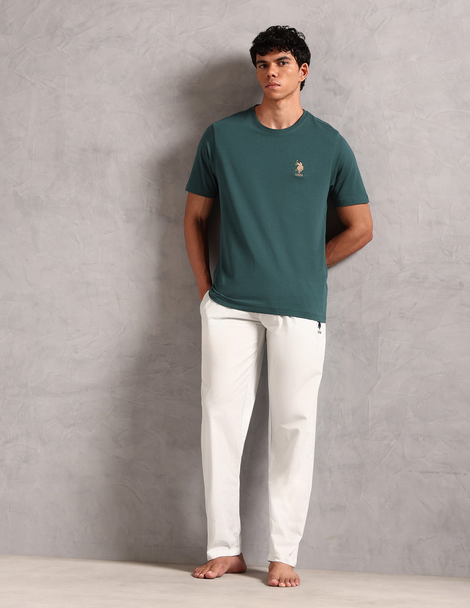 Comfort Fit Pure Cotton OEE12 Lounge T-Shirt - Pack Of 1 Sea Moss - U.S. POLO ASSN. | Large