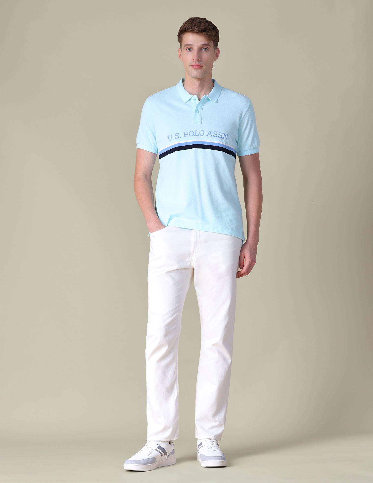 Brand Embroidered Regular Fit Polo Shirt Light Blue - U.S. POLO ASSN. | Large