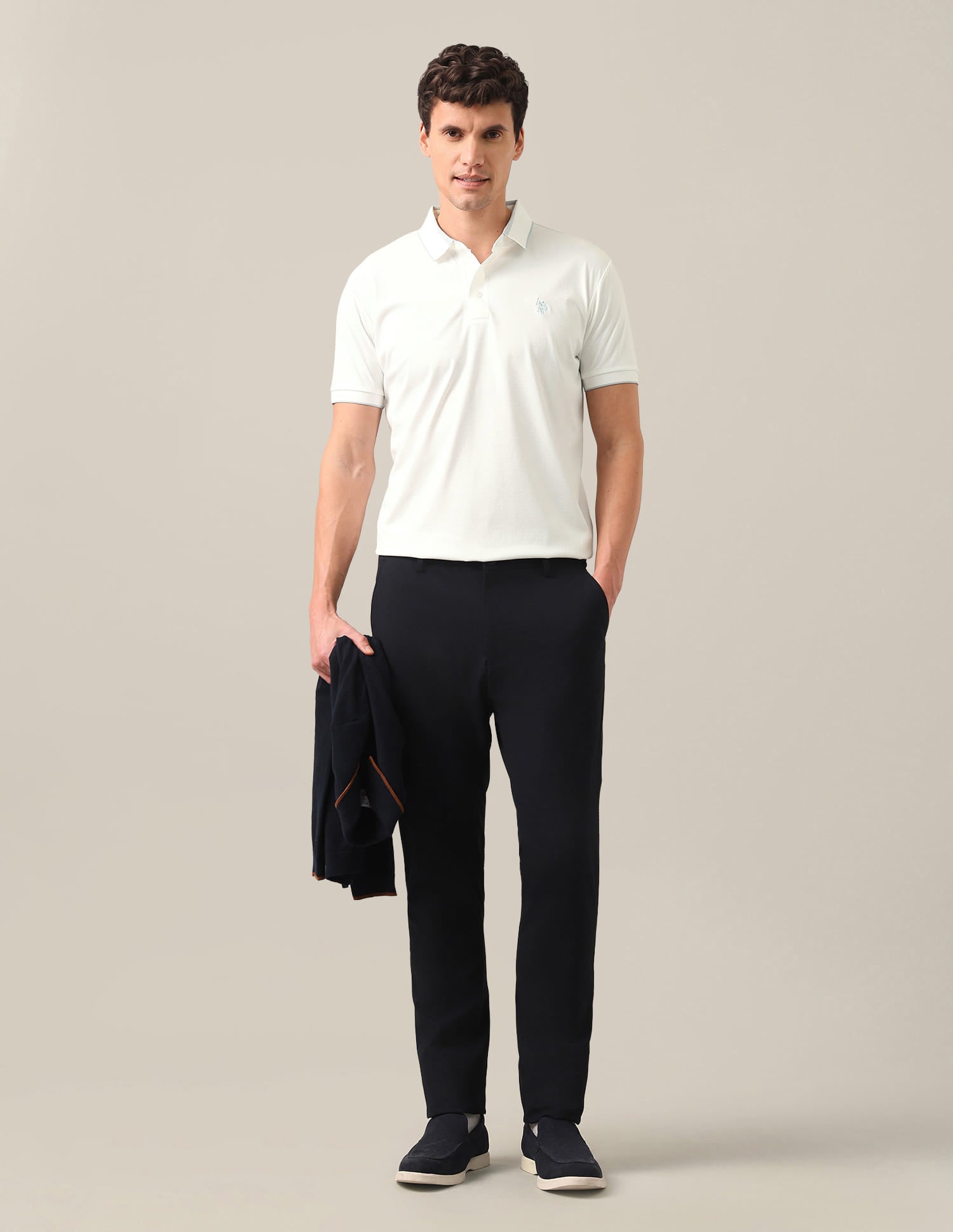 Solid Slim Fit Polo Shirt White - U.S. Polo Assn. India | Large