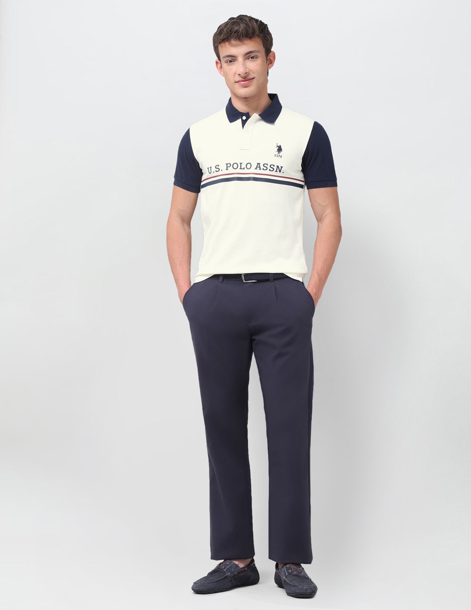 Brand Printed Regular Fit Polo Shirt Off White - U.S. Polo Assn. India | Large