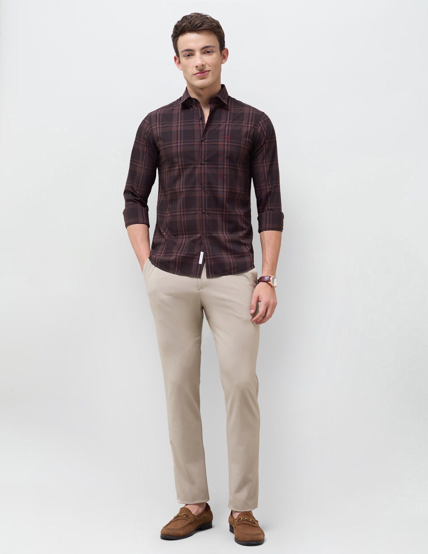 Tartan Checked Regular Fit Shirt Wine - U.S. Polo Assn. India | Large