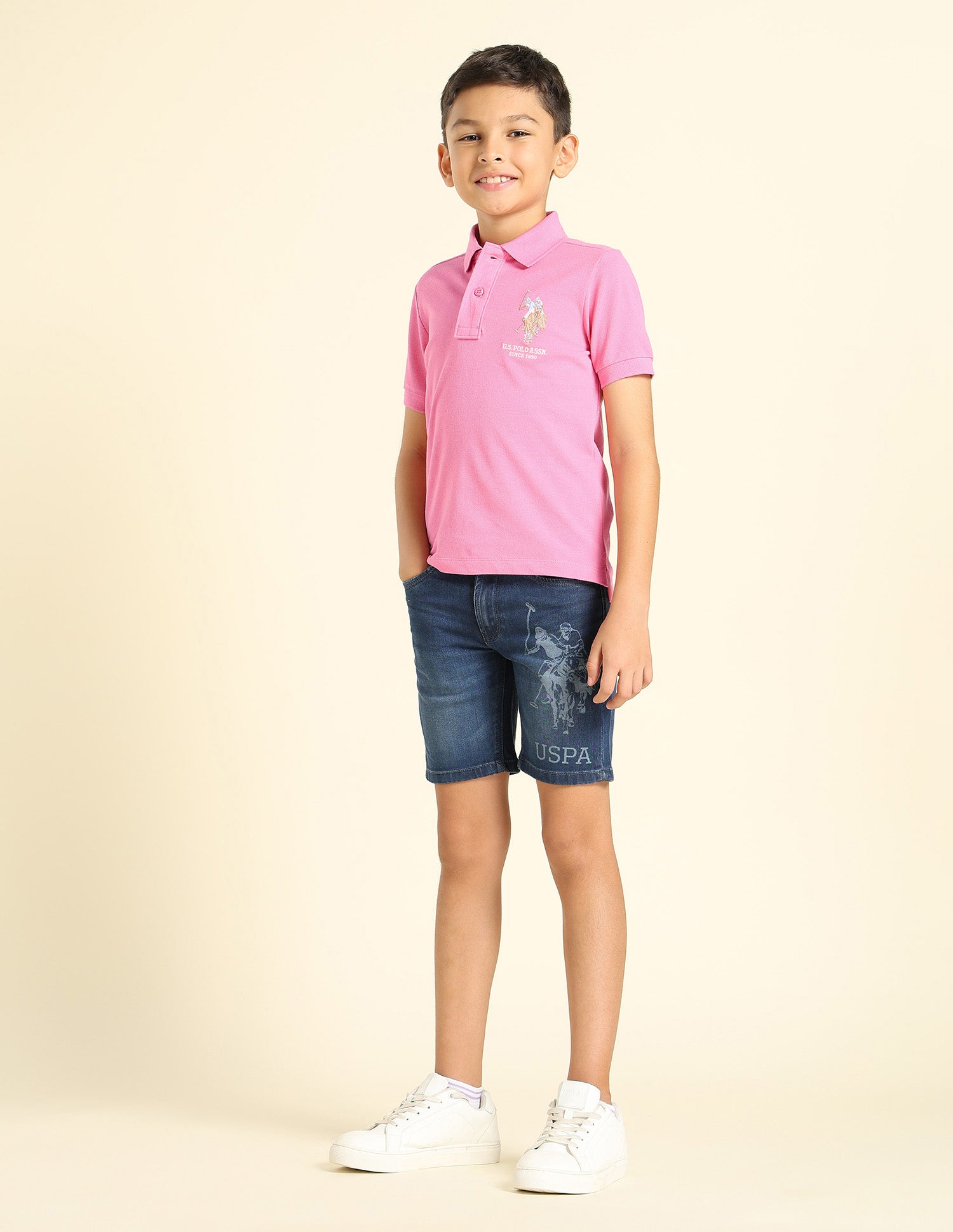 Boys Pure Cotton Regular Fit Polo Shirt Light Pink - U.S. POLO ASSN. | Large