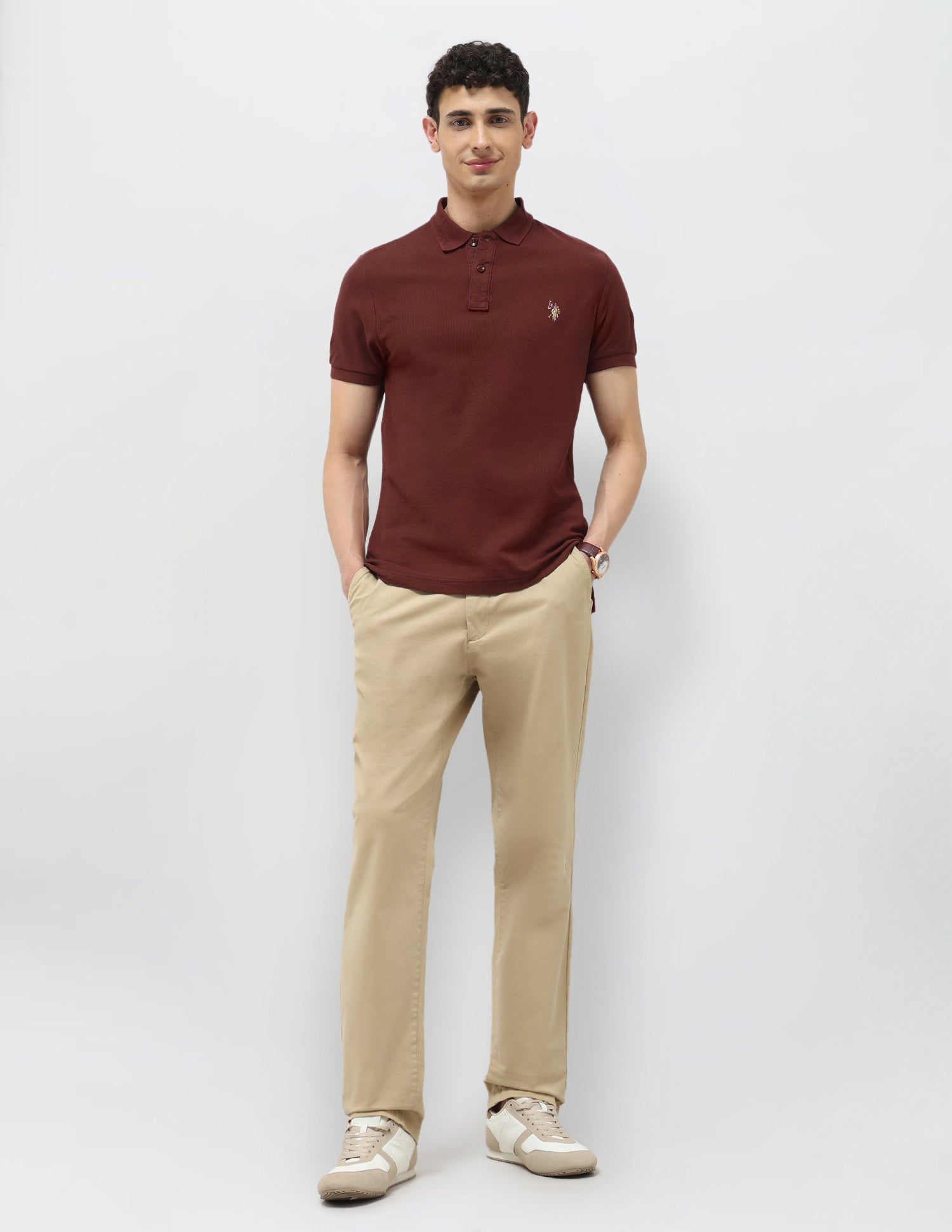 Pure Cotton Muscle Fit Polo Shirt Rust - U.S. POLO ASSN. | Large