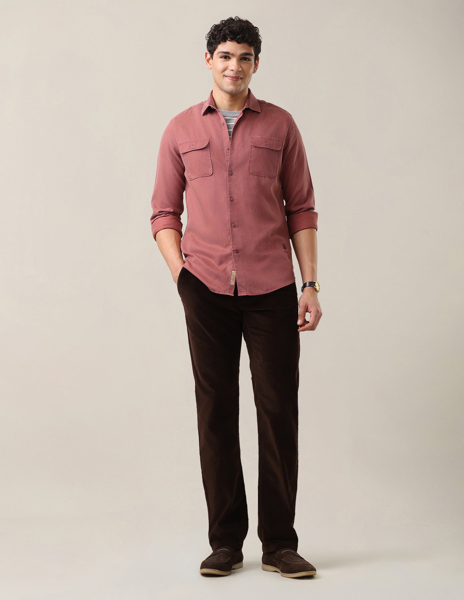Solid Regular Fit Shirt Rust - U.S. Polo Assn. India | Large