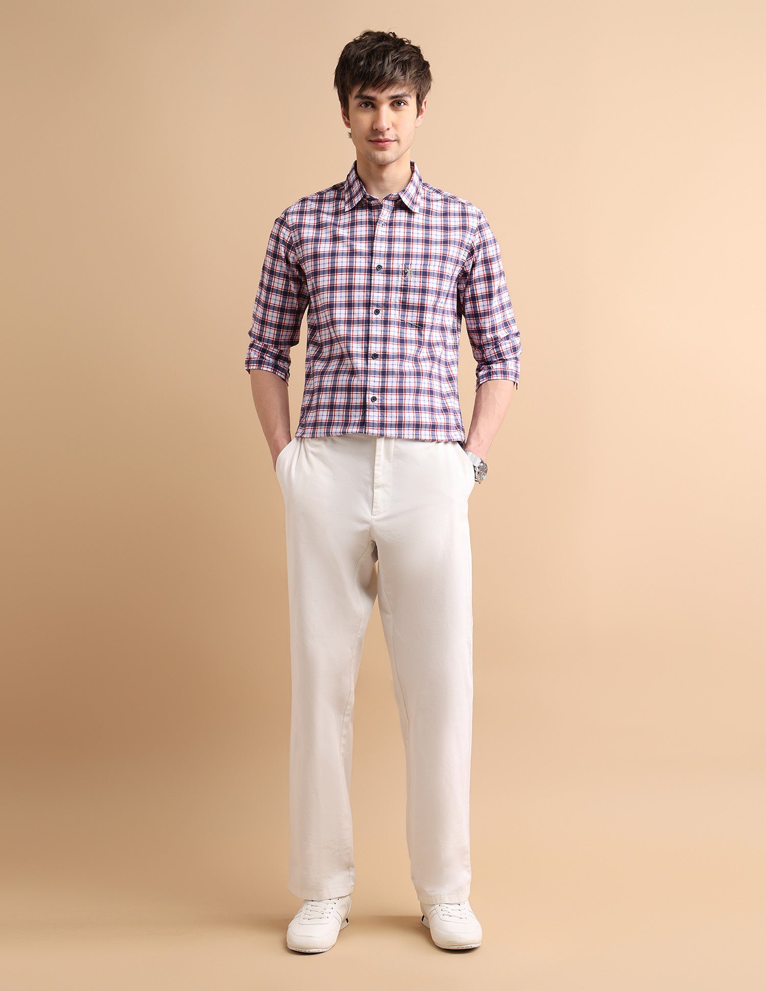 Tartan Herringbone Shirt Blue - U.S. POLO ASSN. | Large