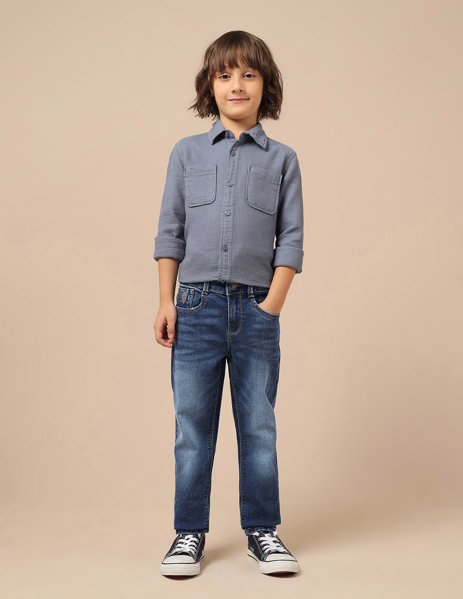 Boys Slim Fit Whiskered Jeans Blue - U.S. POLO ASSN. | Large