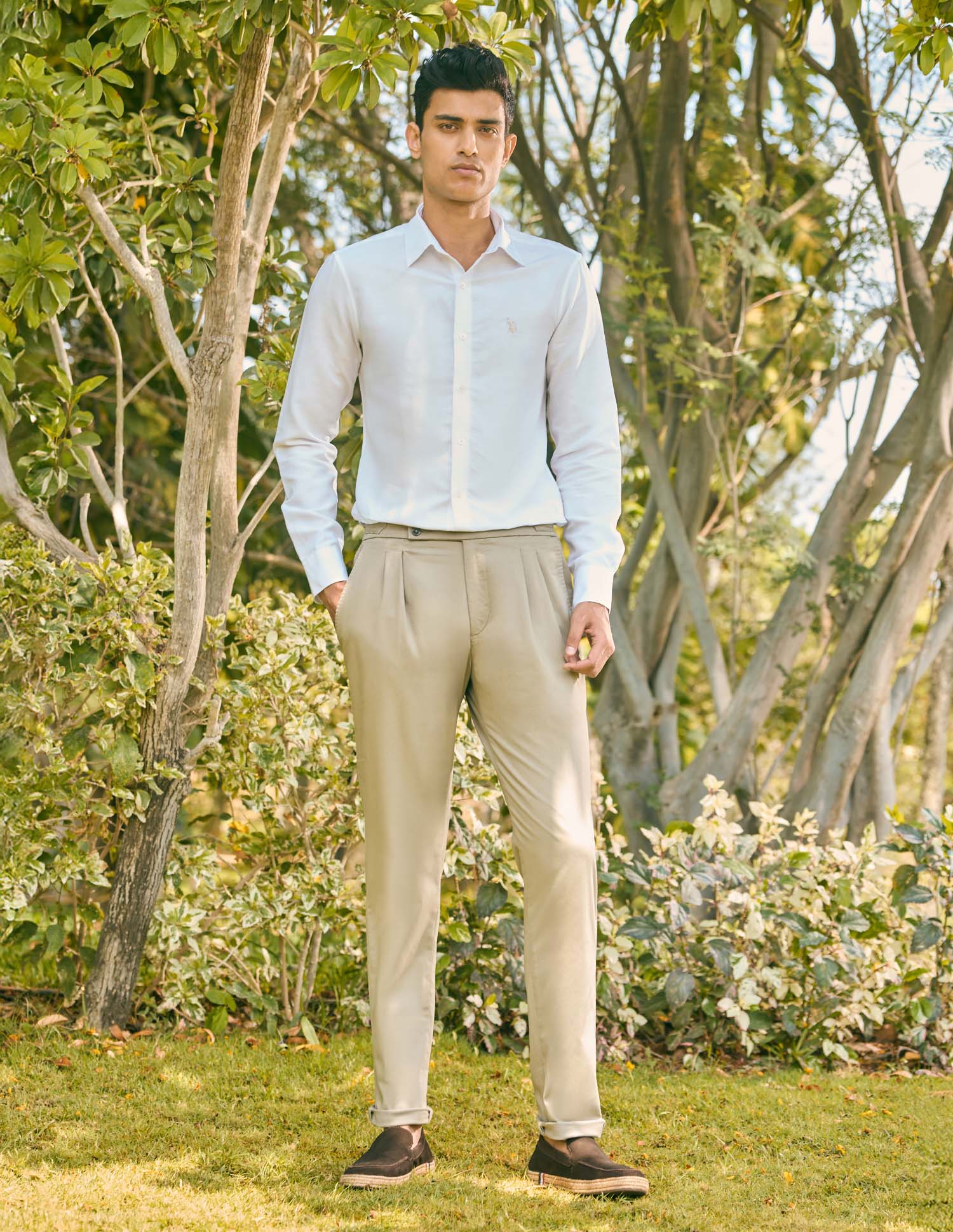 Pacho X Tailored Fit Solid Shirt White - U.S. POLO ASSN. | Large