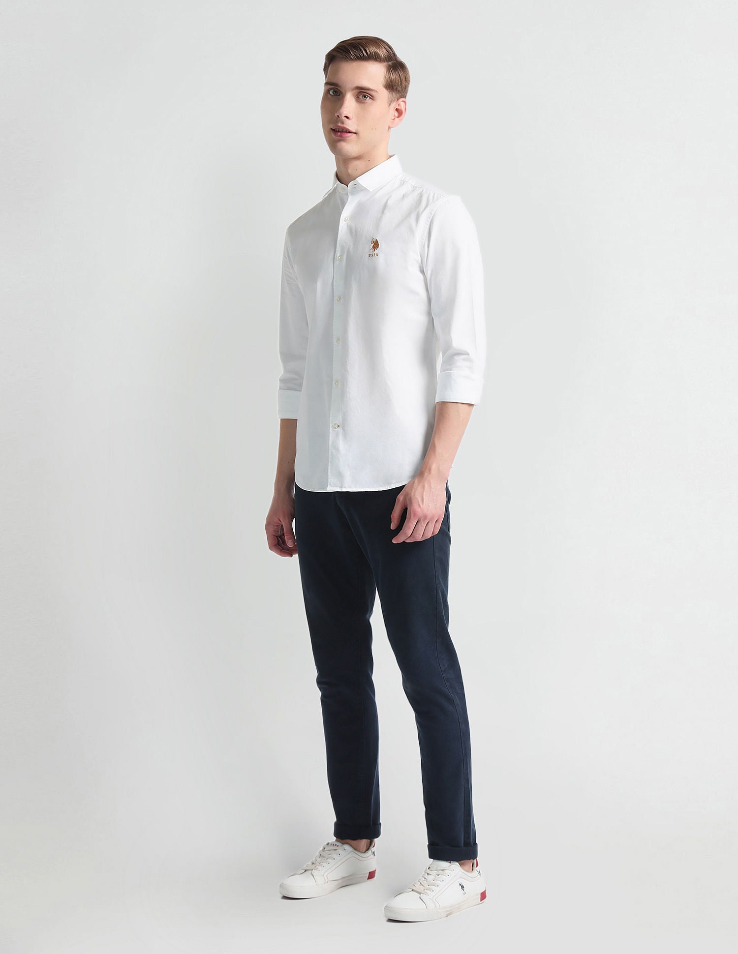 French Placket Solid Shirt White - U.S. Polo Assn. India | Large