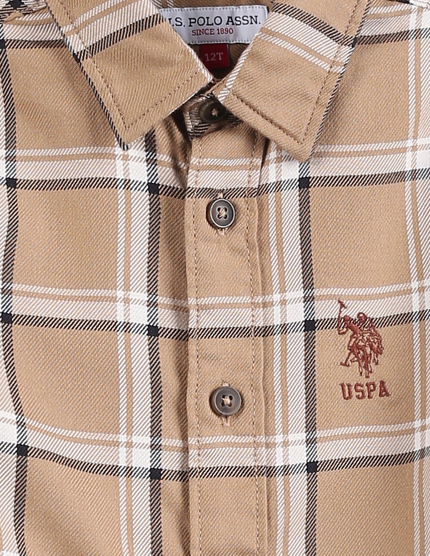 Tartan Check Cotton Shirt Khaki - U.S. POLO ASSN. | Large