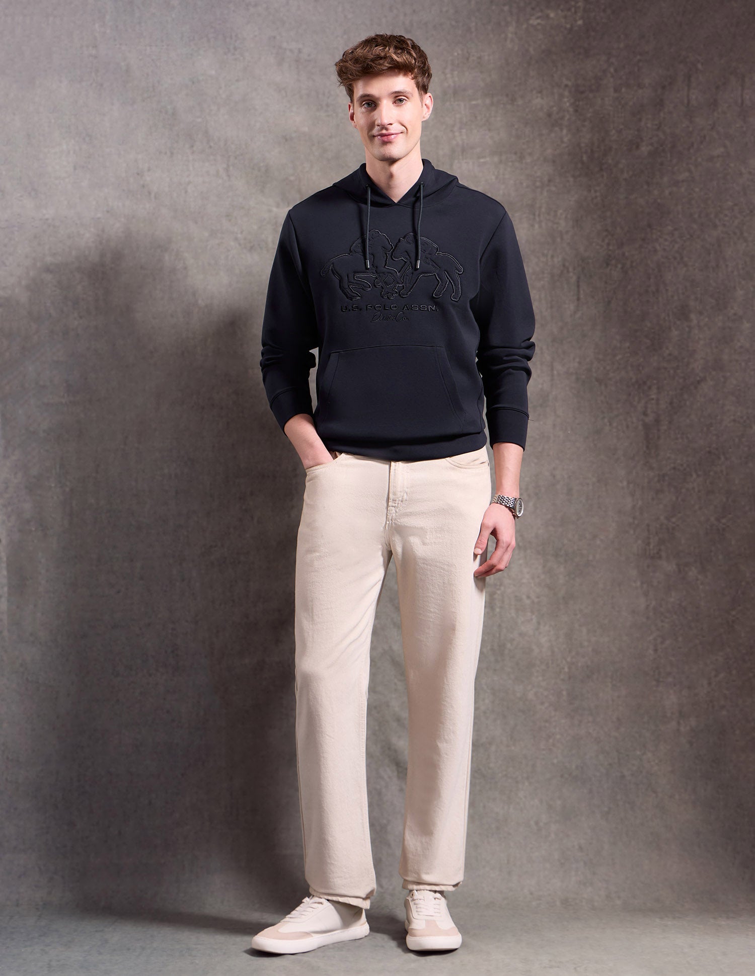 Graphic Embossed Black & Gold Sweatshirt Navy - U.S. POLO ASSN. | Large