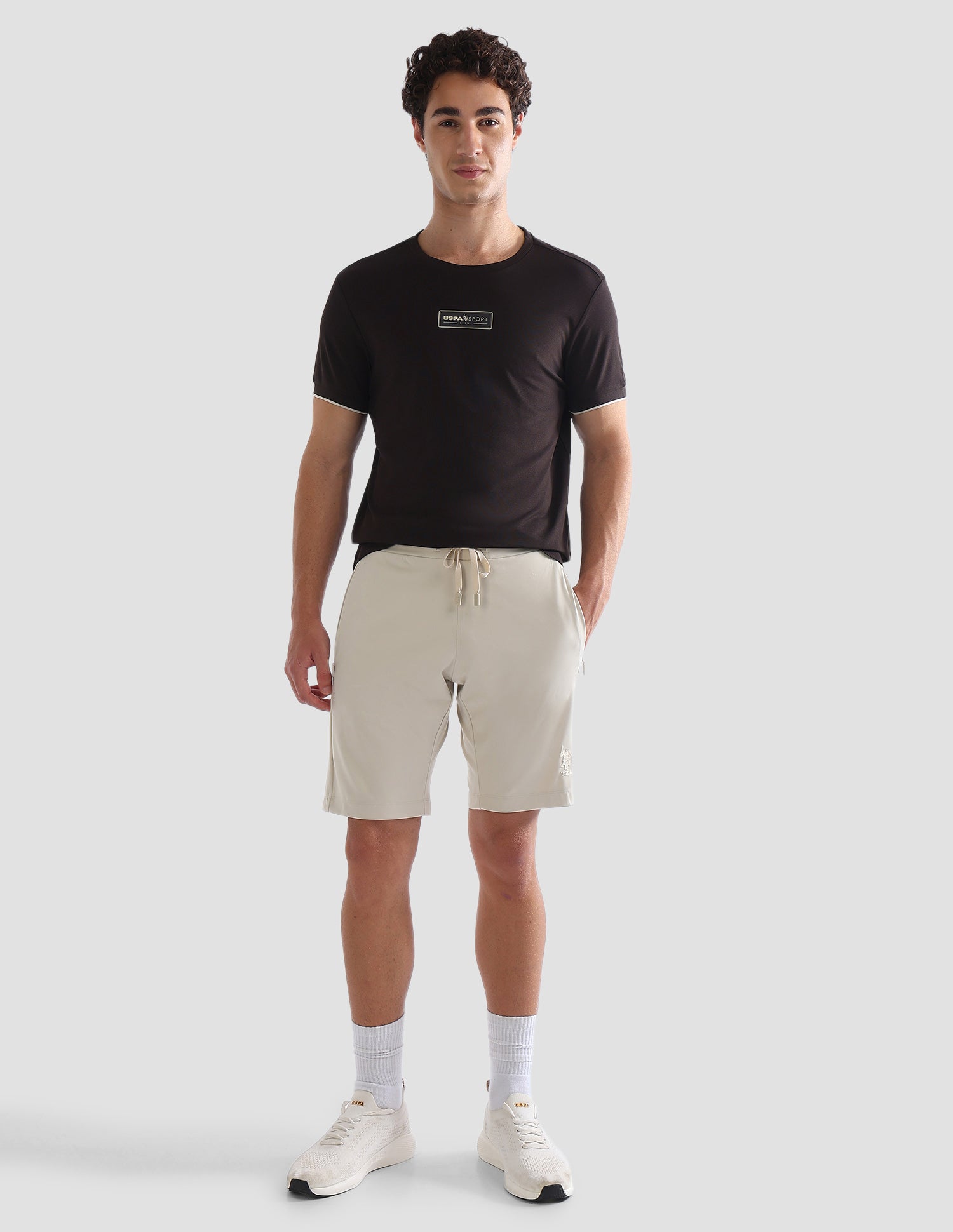 Solid Slim Fit Active T-Shirt Dark Brown - U.S. Polo Assn. India | Large