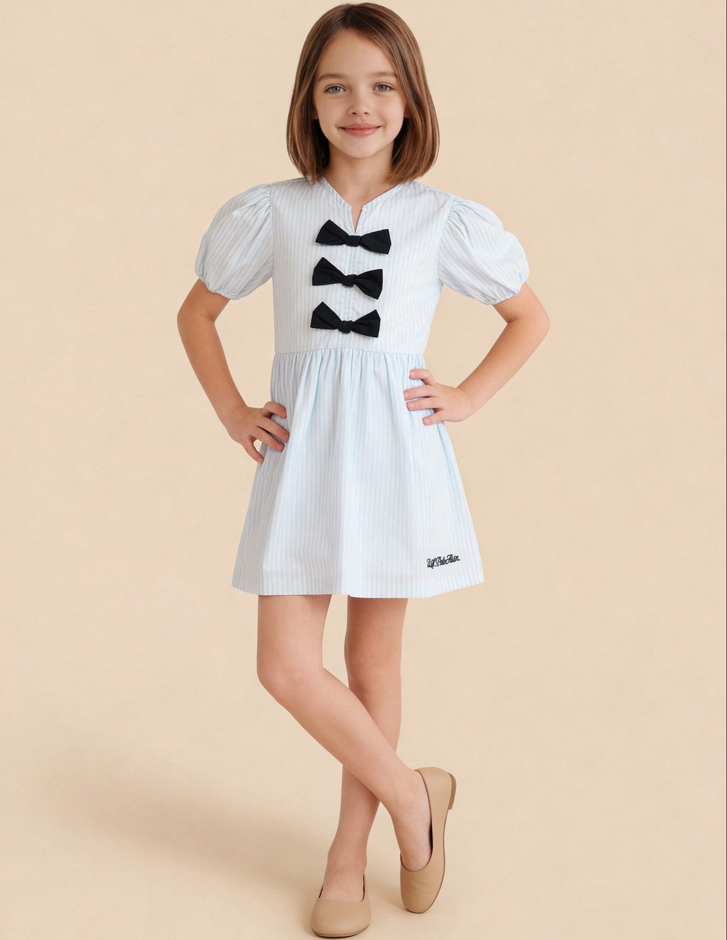 Nautical Vertical Striped Bow Dress Blue - U.S. Polo Assn. India | Large