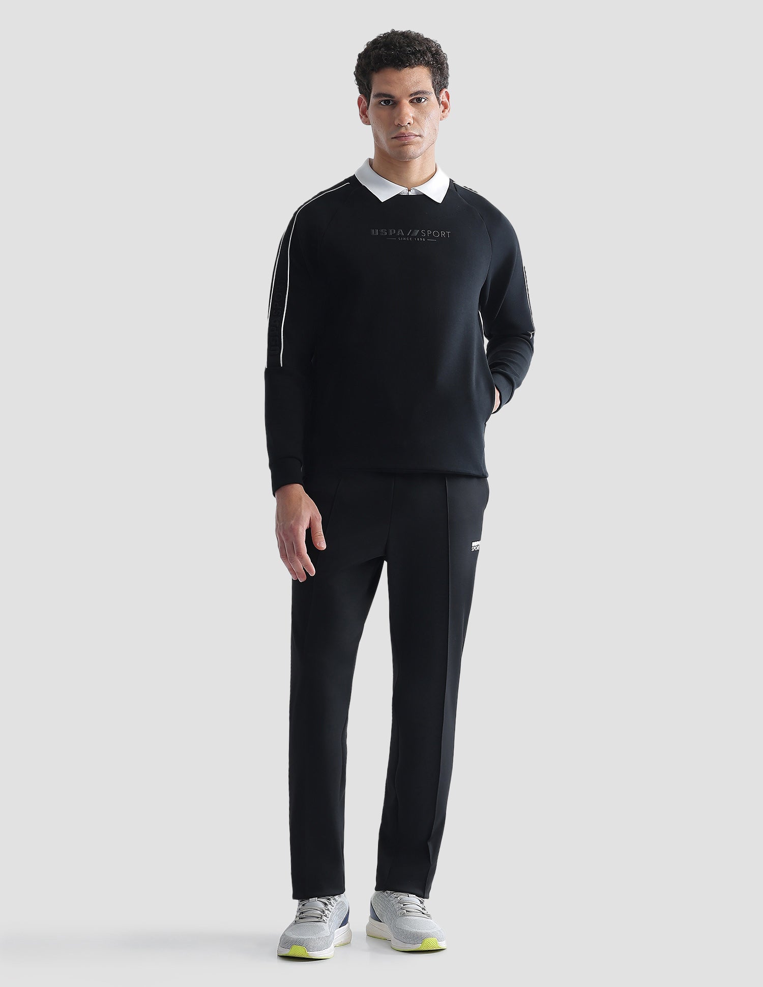 Solid Regular Fit Active Sweatshirt Black - U.S. Polo Assn. India | Large