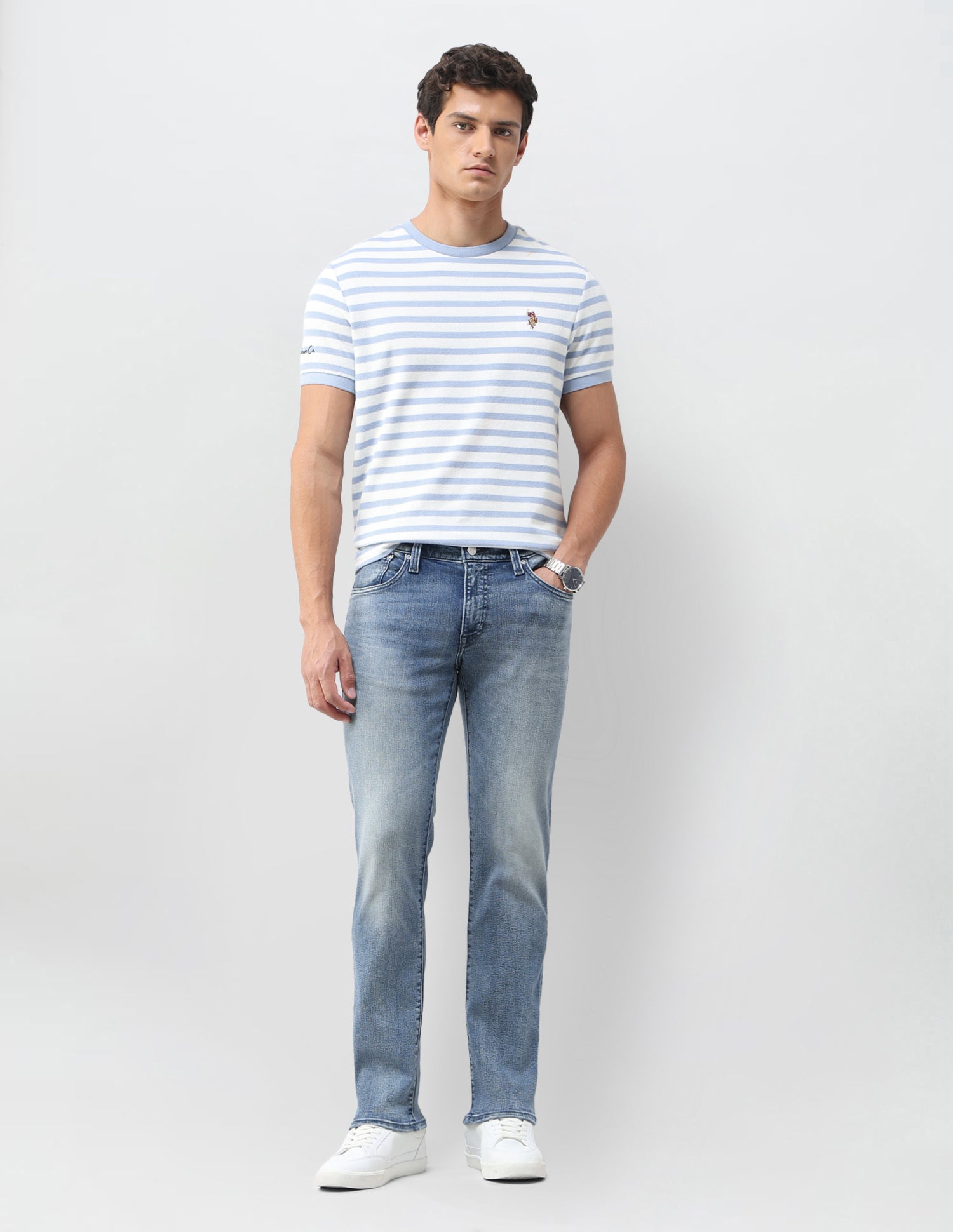 Brandon Slim Tapered Fit Blue Jeans Blue - U.S. Polo Assn. India | Large