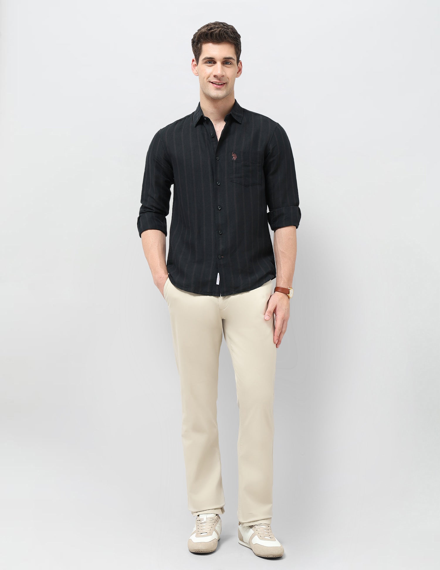 Vertical Striped Tailored Fit Shirt Black - U.S. POLO ASSN. | Large