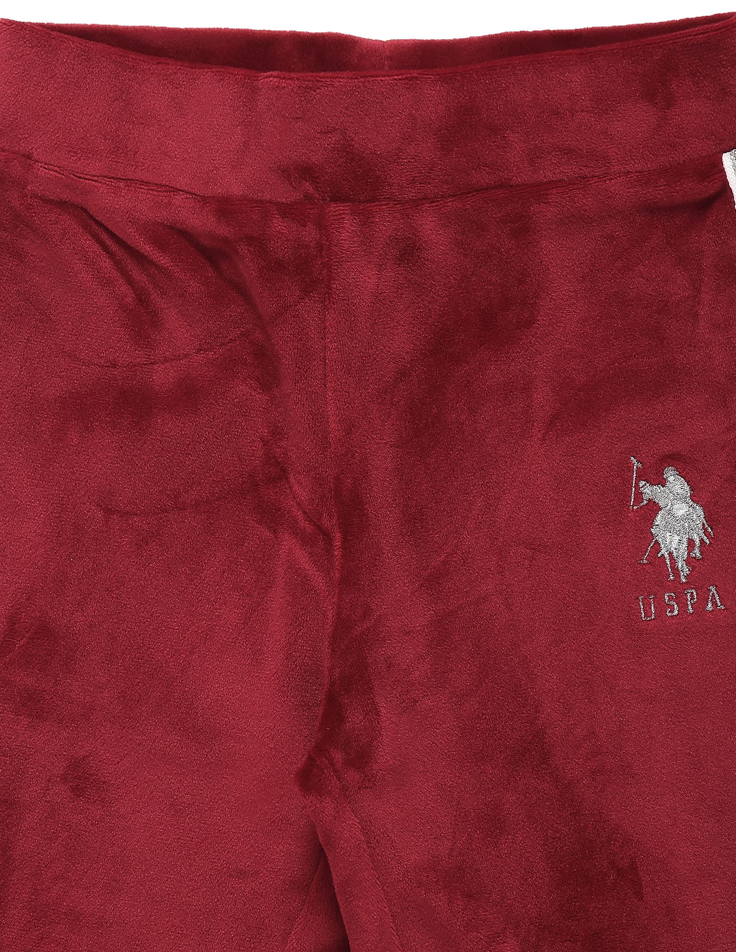 Girls Lurex Tape Velour Coordinate Joggers Maroon - U.S. POLO ASSN. | Large