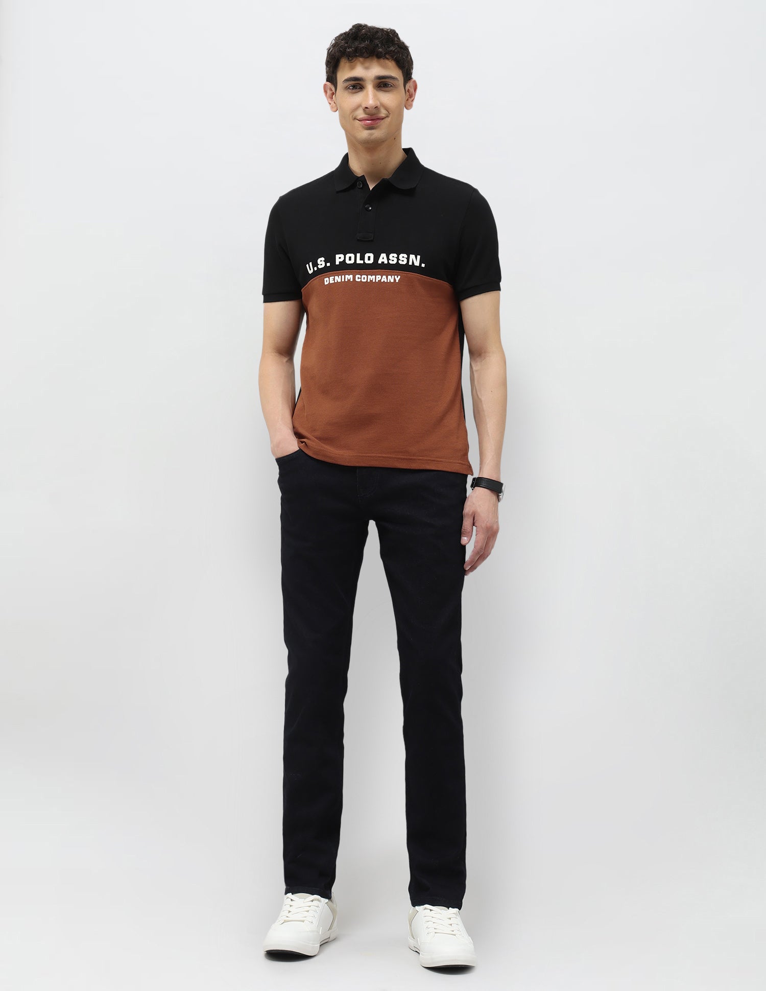 Colourblocked Muscle Fit Polo Shirt Black - U.S. POLO ASSN. | Large