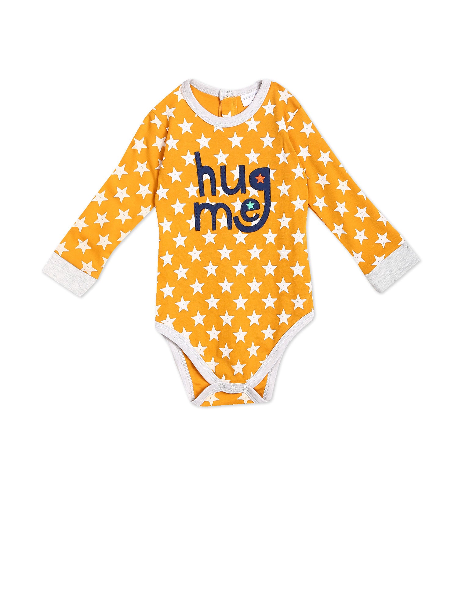 Baby Assorted Long Sleeve Bodysuit - Pack Of 2 Grey and Orange - U.S. POLO ASSN. | Large