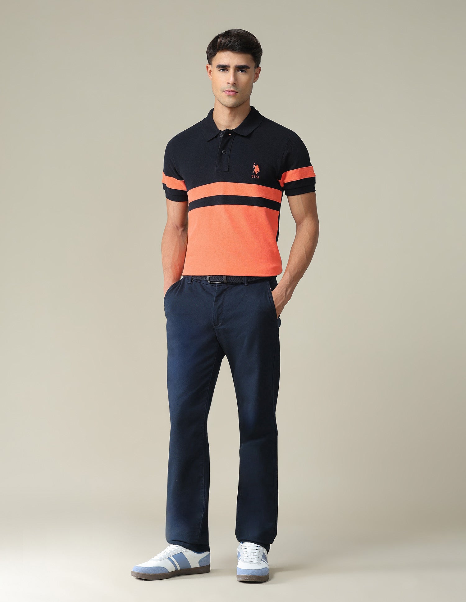 Colour Block Polo Shirt Navy - U.S. POLO ASSN. | Large