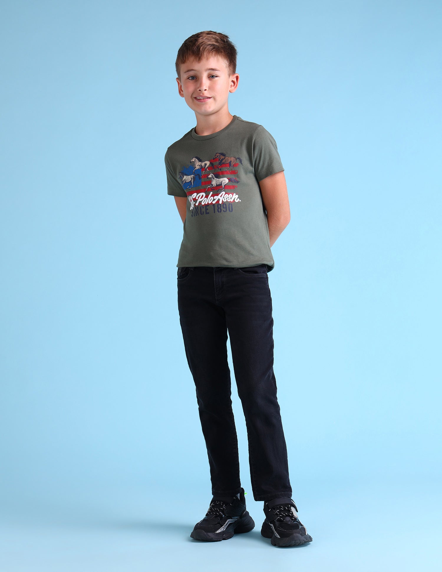 Boys Slim Fit Black Jeans Black - U.S. POLO ASSN. | Large