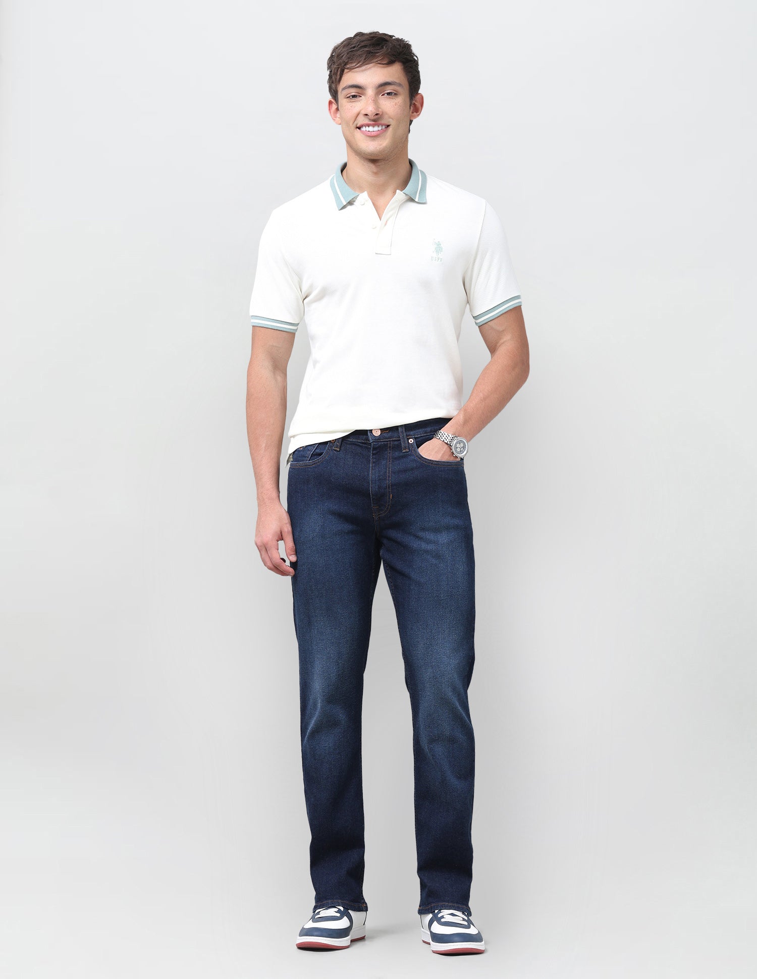 Harold Slim Straight Fit Blue Jeans Dark Blue - U.S. Polo Assn. India | Large