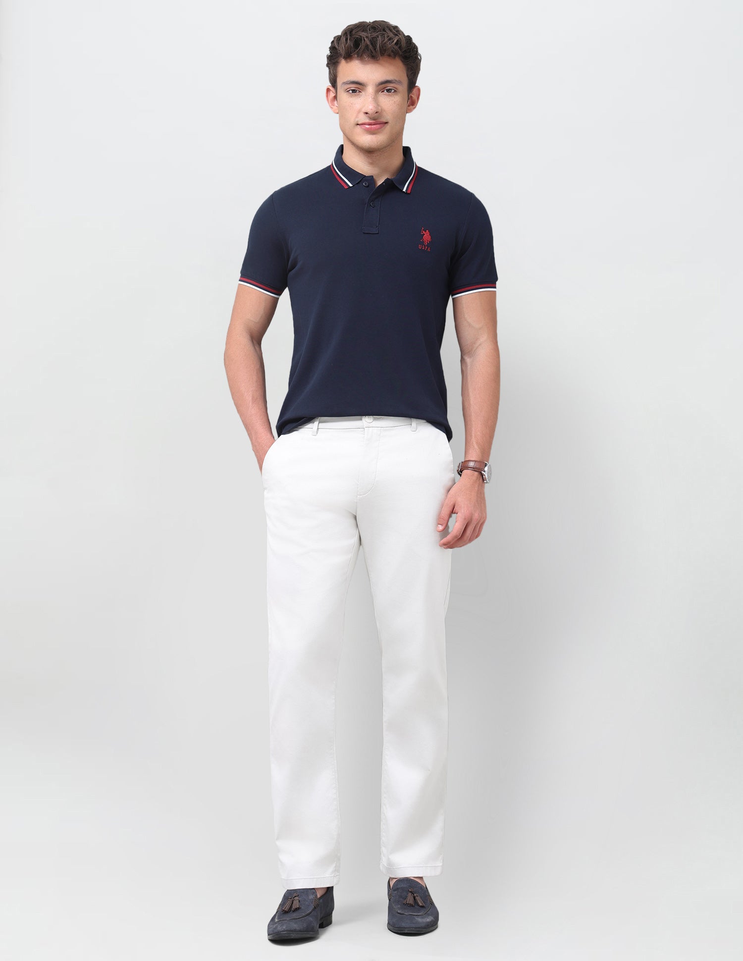 Solid Regular Fit Polo Shirt Navy - U.S. Polo Assn. India | Large