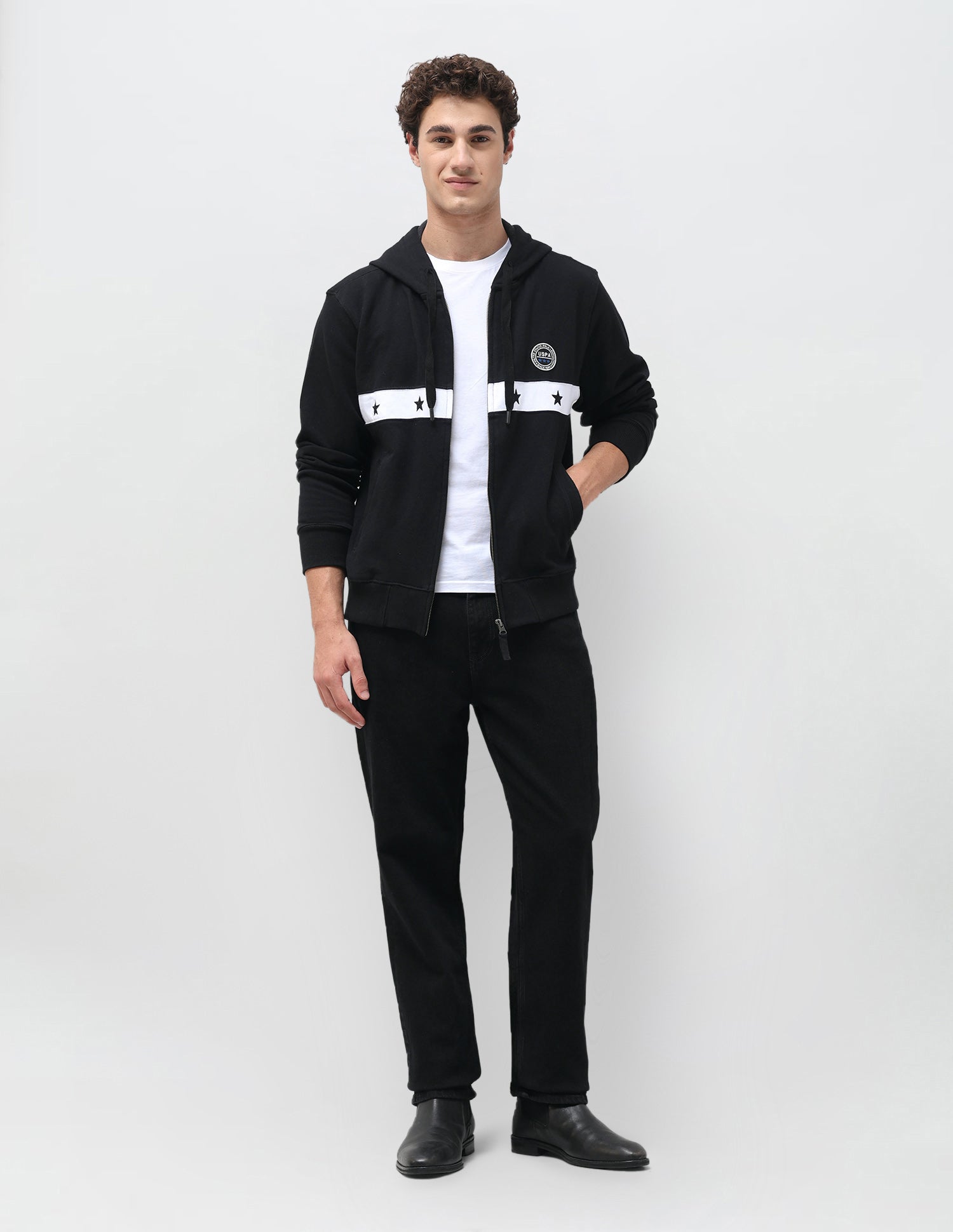 Solid Regular Fit Sweatshirt Black - U.S. Polo Assn. India | Large
