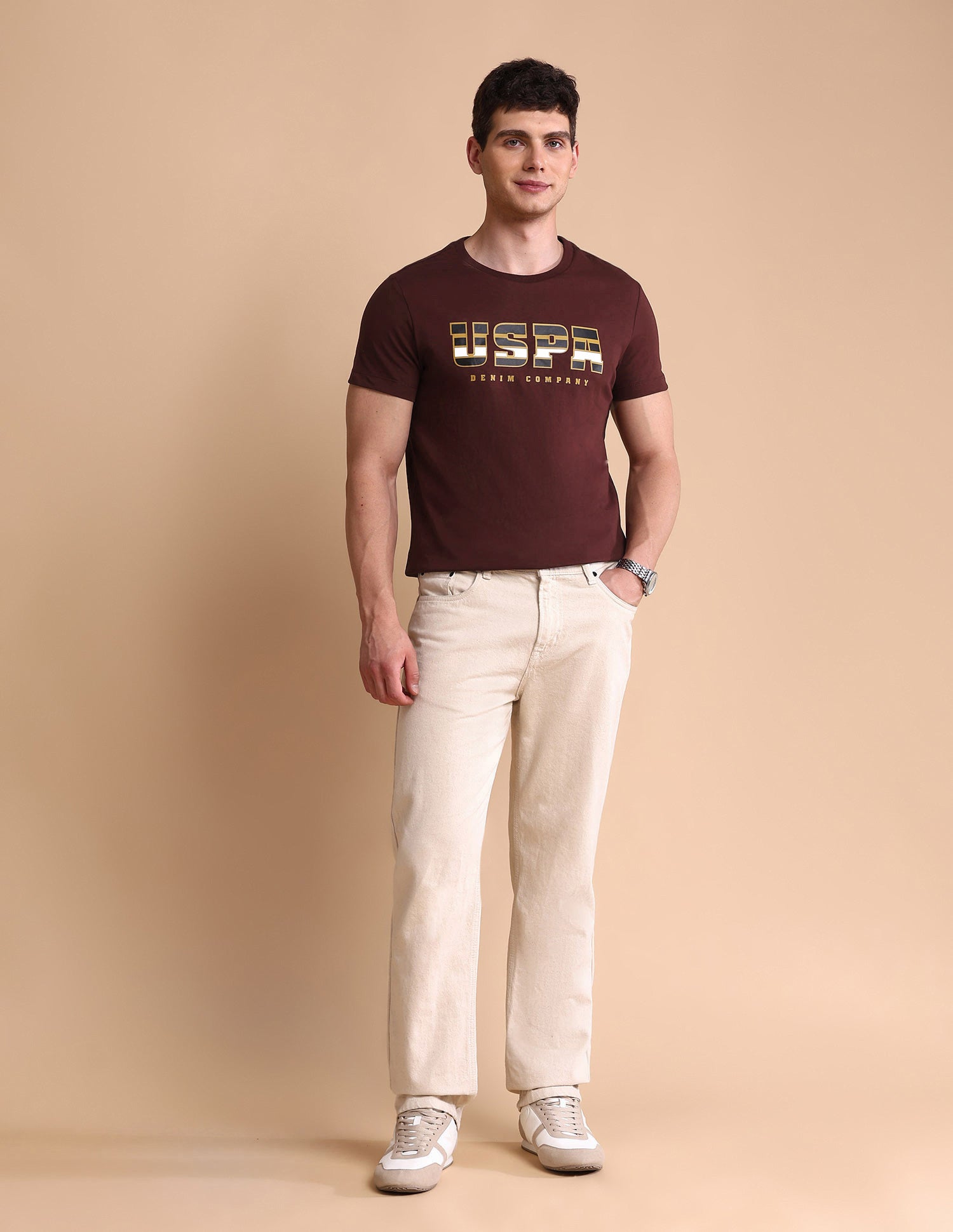 Brand Printed Muscle Fit T-Shirt Maroon - U.S. POLO ASSN. | Large