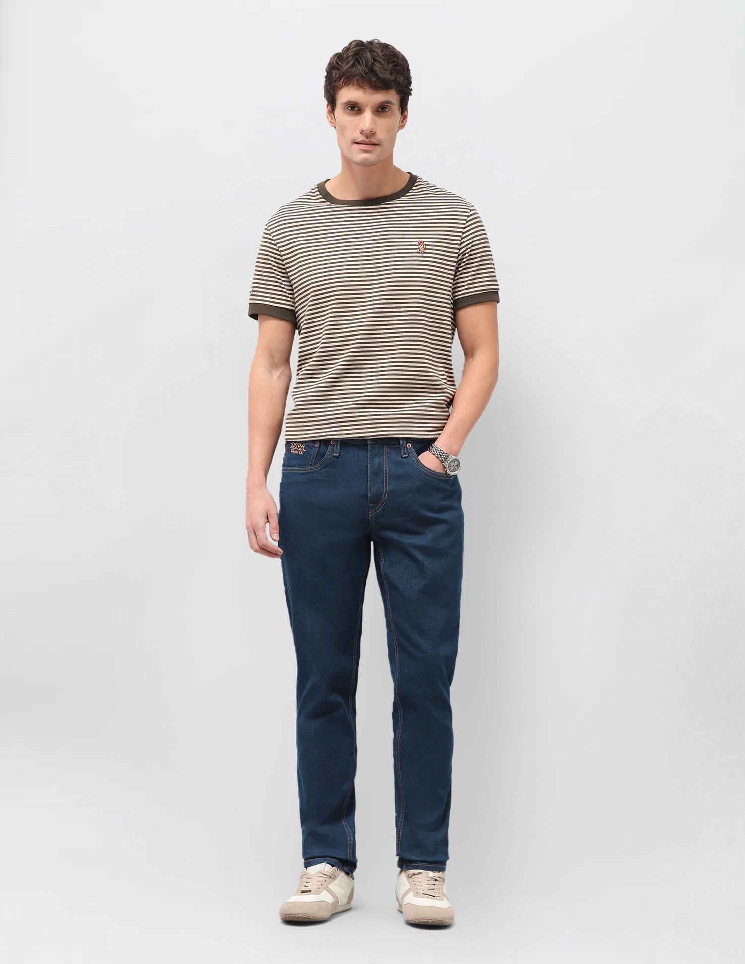 Solid Slim Fit Jeans Blue - U.S. Polo Assn. India | Large
