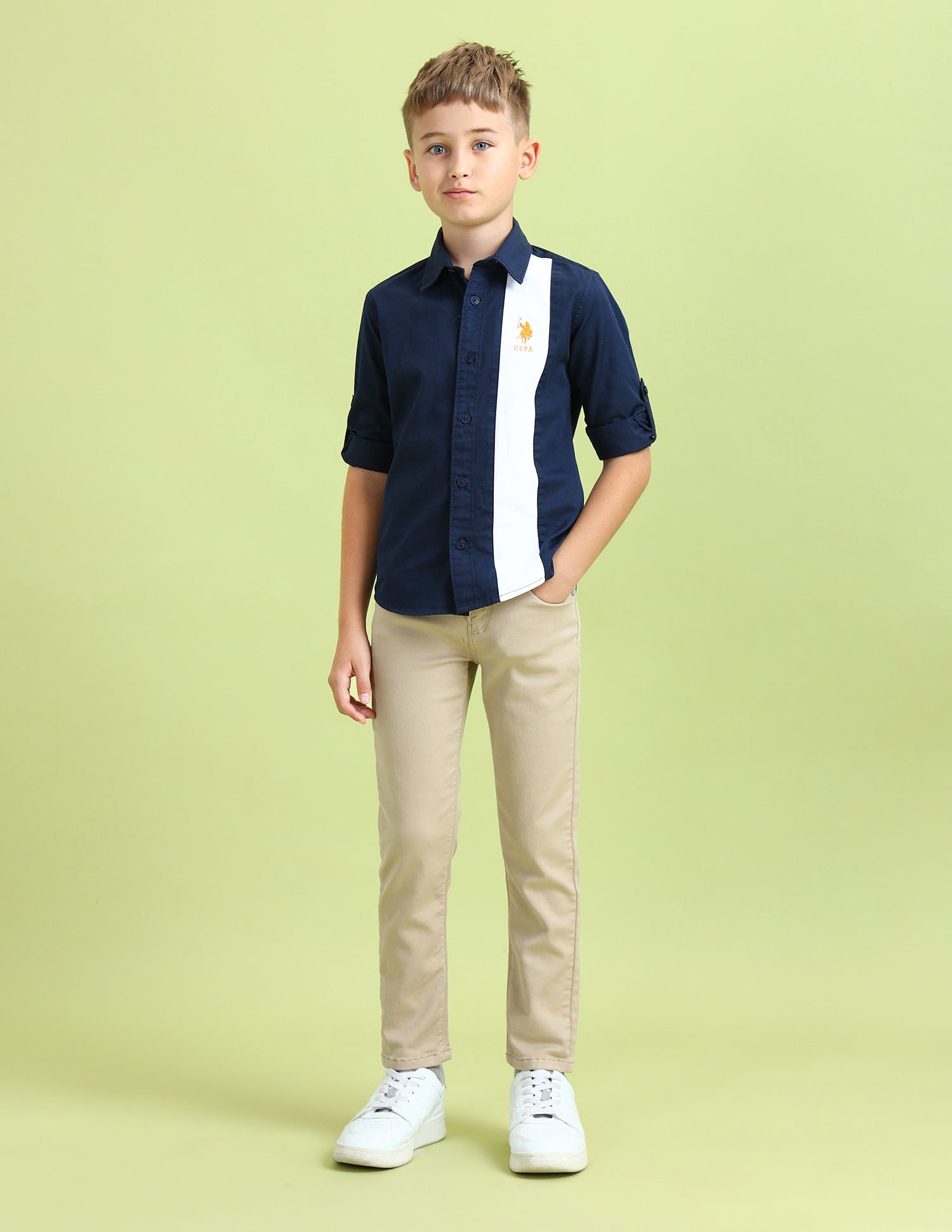 Boys Colour Blocked Regular Fit Shirt Navy - U.S. Polo Assn. India | Large