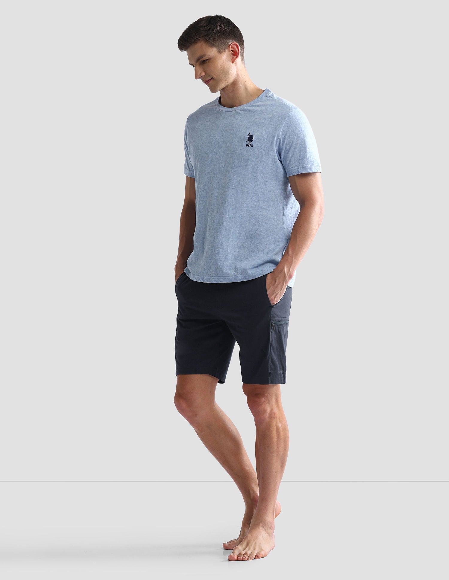 Mid Rise Solid OES04 Lounge Shorts - Pack Of 1 Navy - U.S. POLO ASSN. | Large