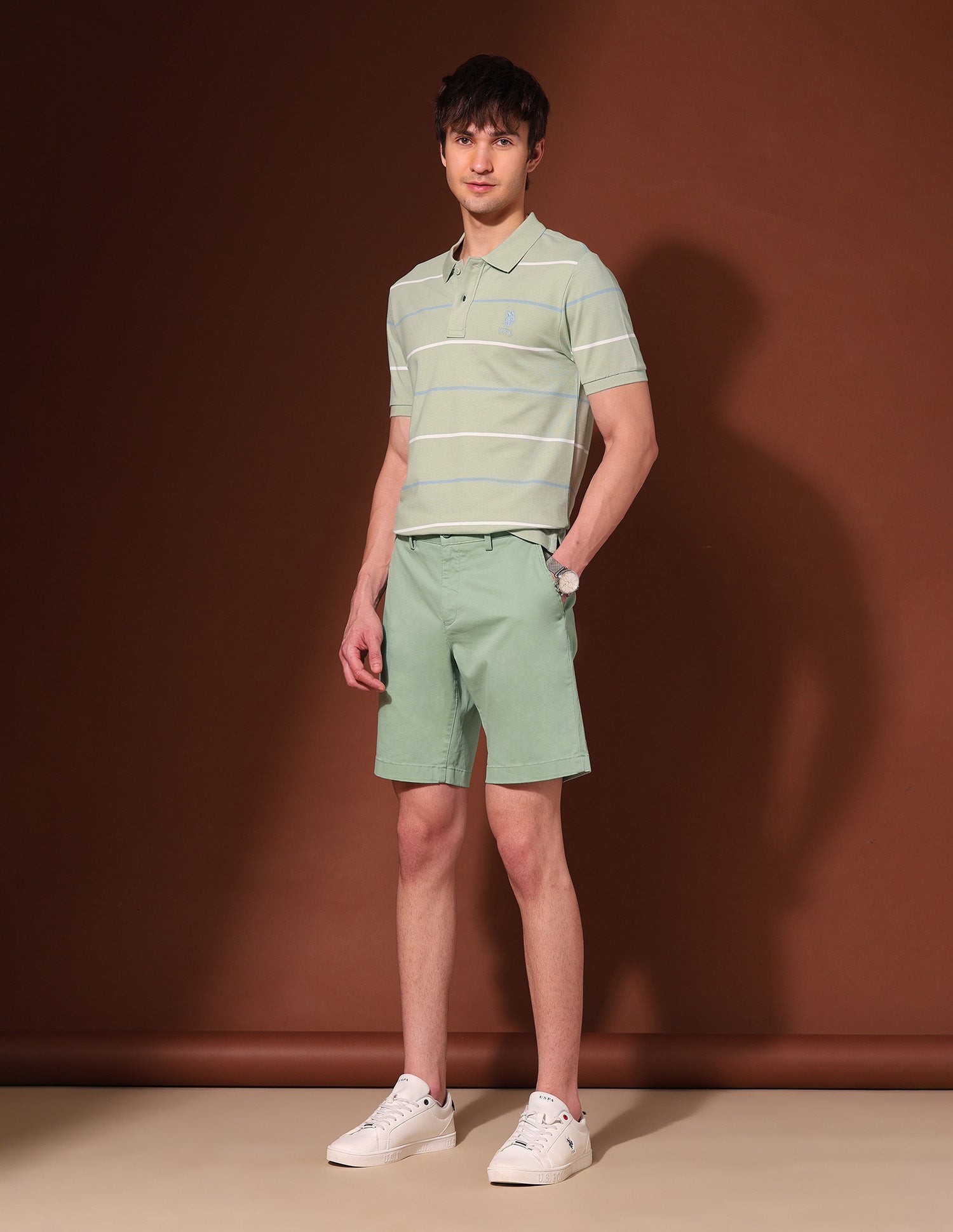 Horizontal Striped Working Holiday Polo Shirt Green - U.S. Polo Assn. India | Large