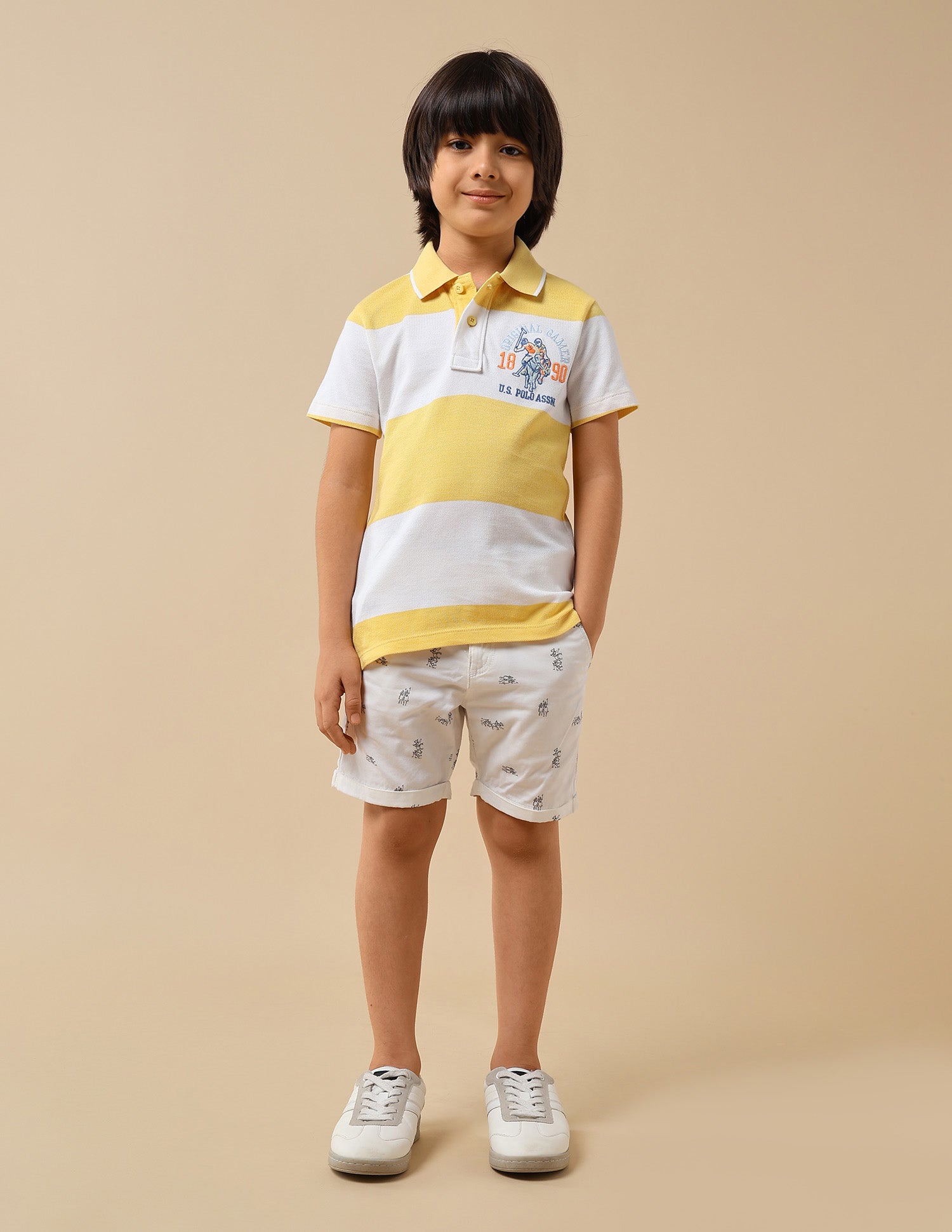 Boys Horizontal Striped Regular Fit Polo Shirt Yellow - U.S. POLO ASSN. | Large