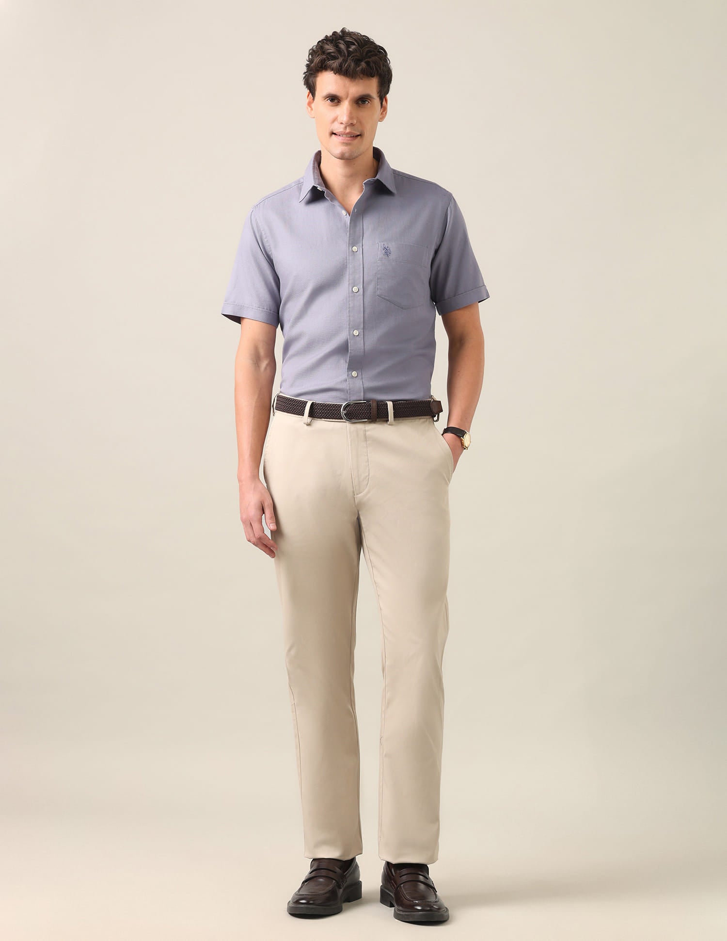 Solid Dobby Shirt Lavender - U.S. Polo Assn. India | Large