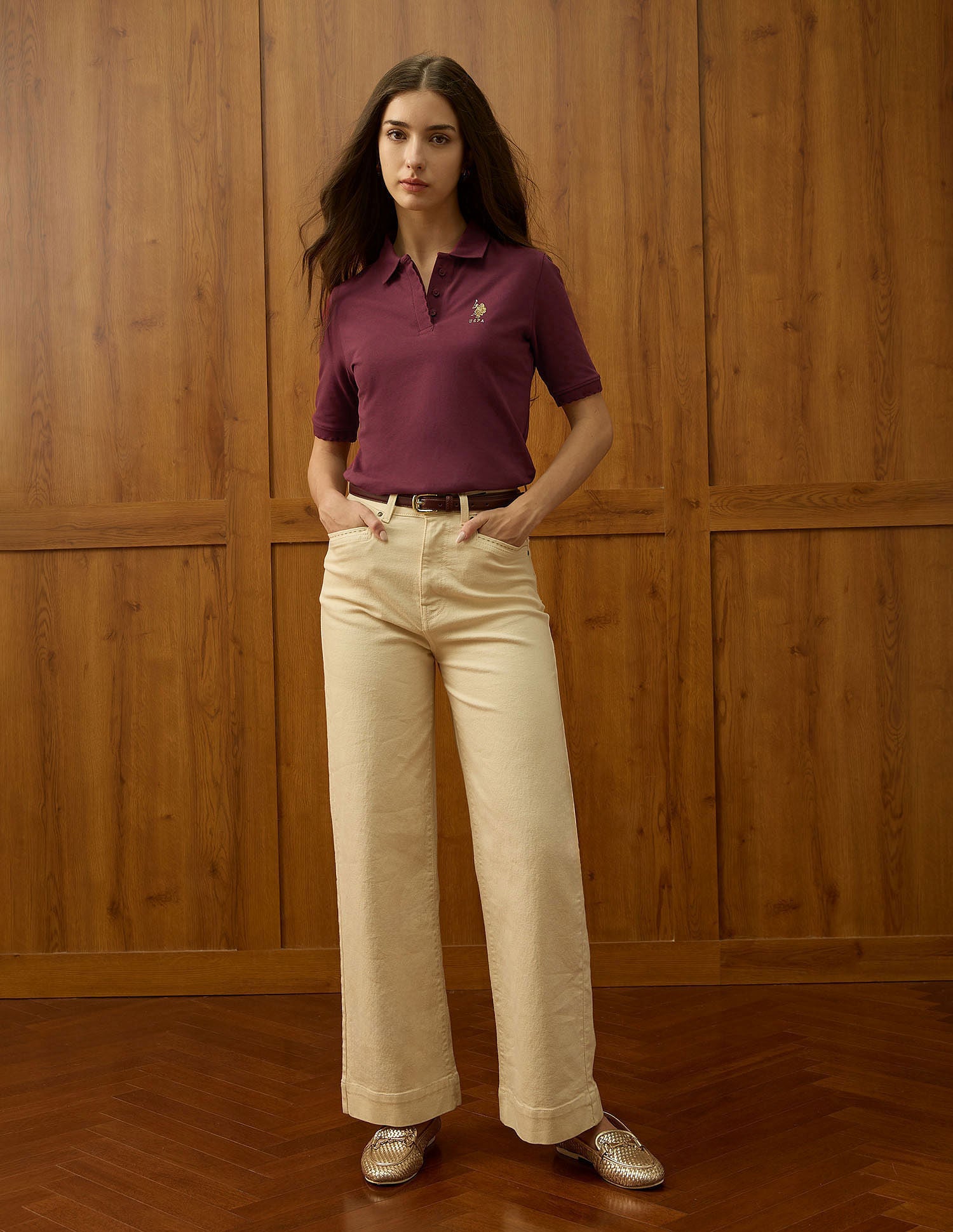 Regular Fit Solid Polo Shirt Wine - U.S. POLO ASSN. | Large