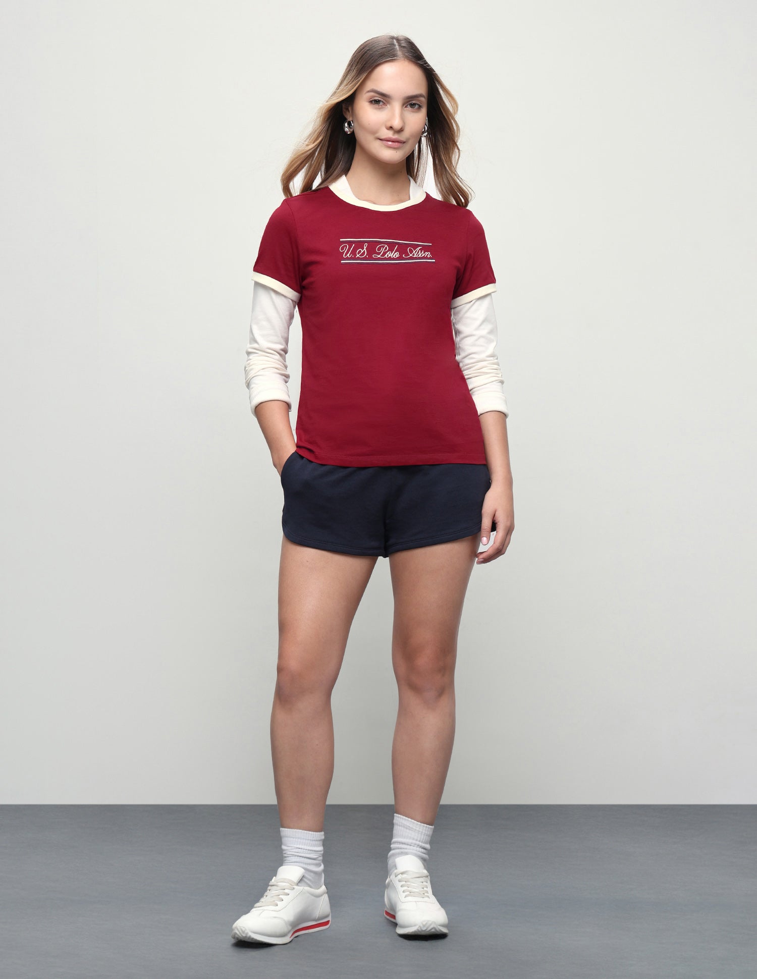 Brand Embroidered Regular Fit T-Shirt Dark Red - U.S. Polo Assn. India | Large